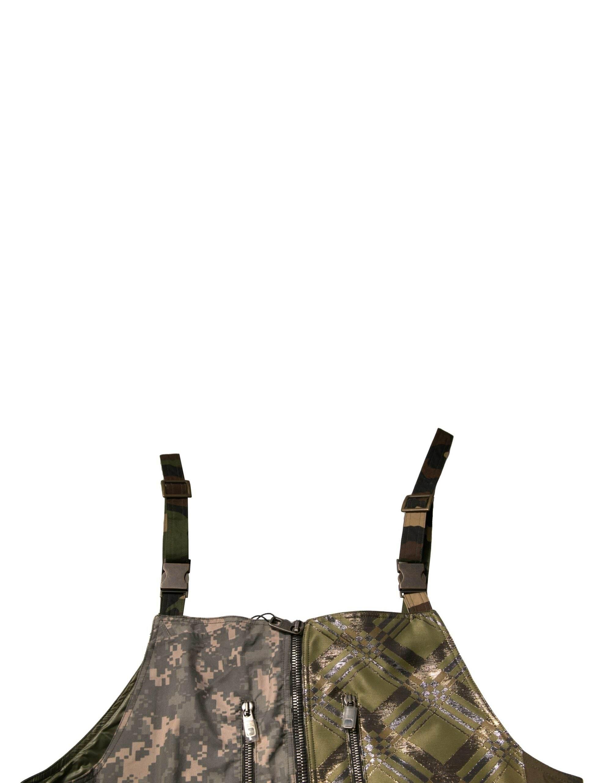 Dolce & Gabbana Multicolor Patchwork Camouflage Overall Pants - Hilstor
