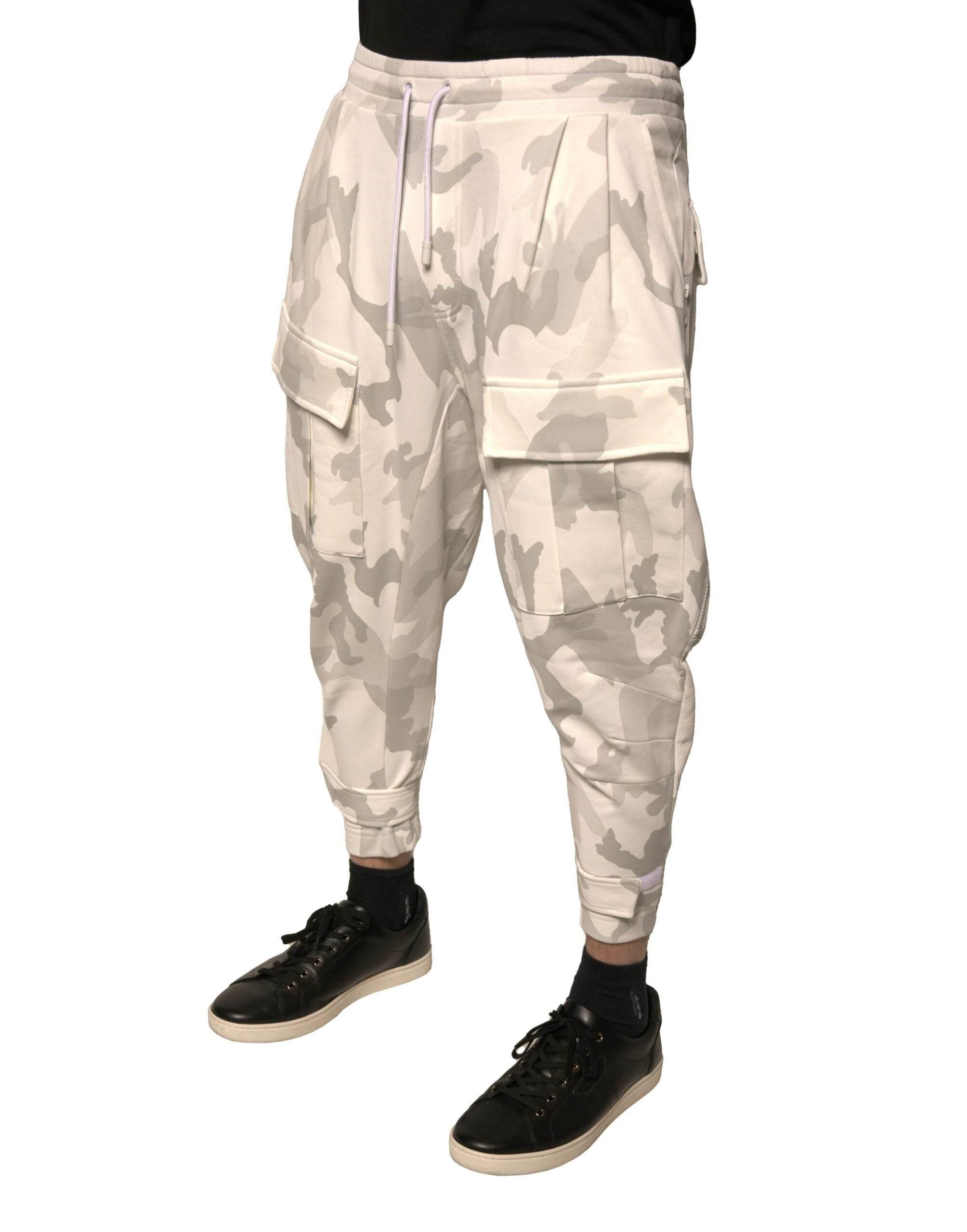 Dolce & Gabbana White Camouflage Cargo Jogger Pants - Hilstor