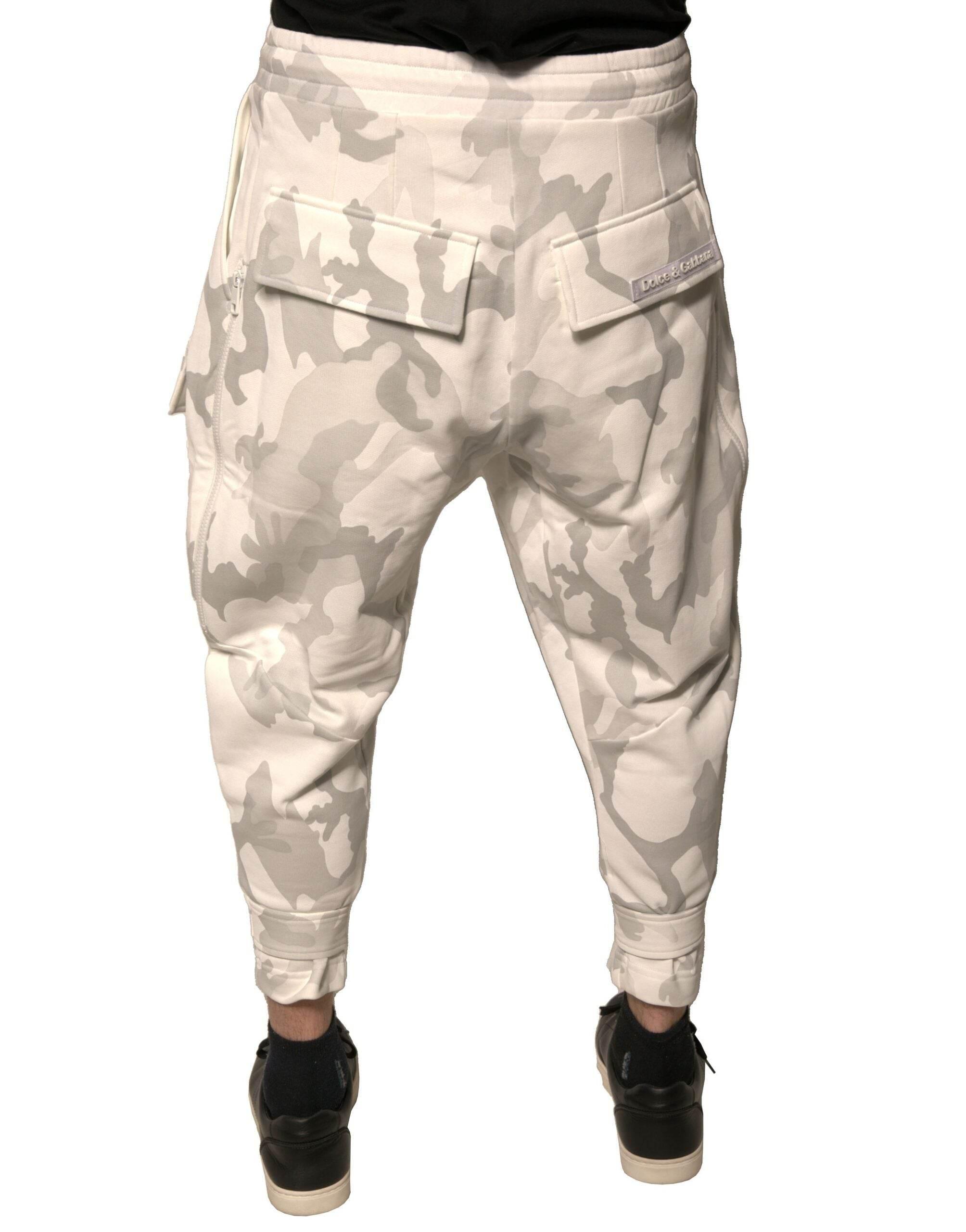 Dolce & Gabbana White Camouflage Cargo Jogger Pants - Hilstor