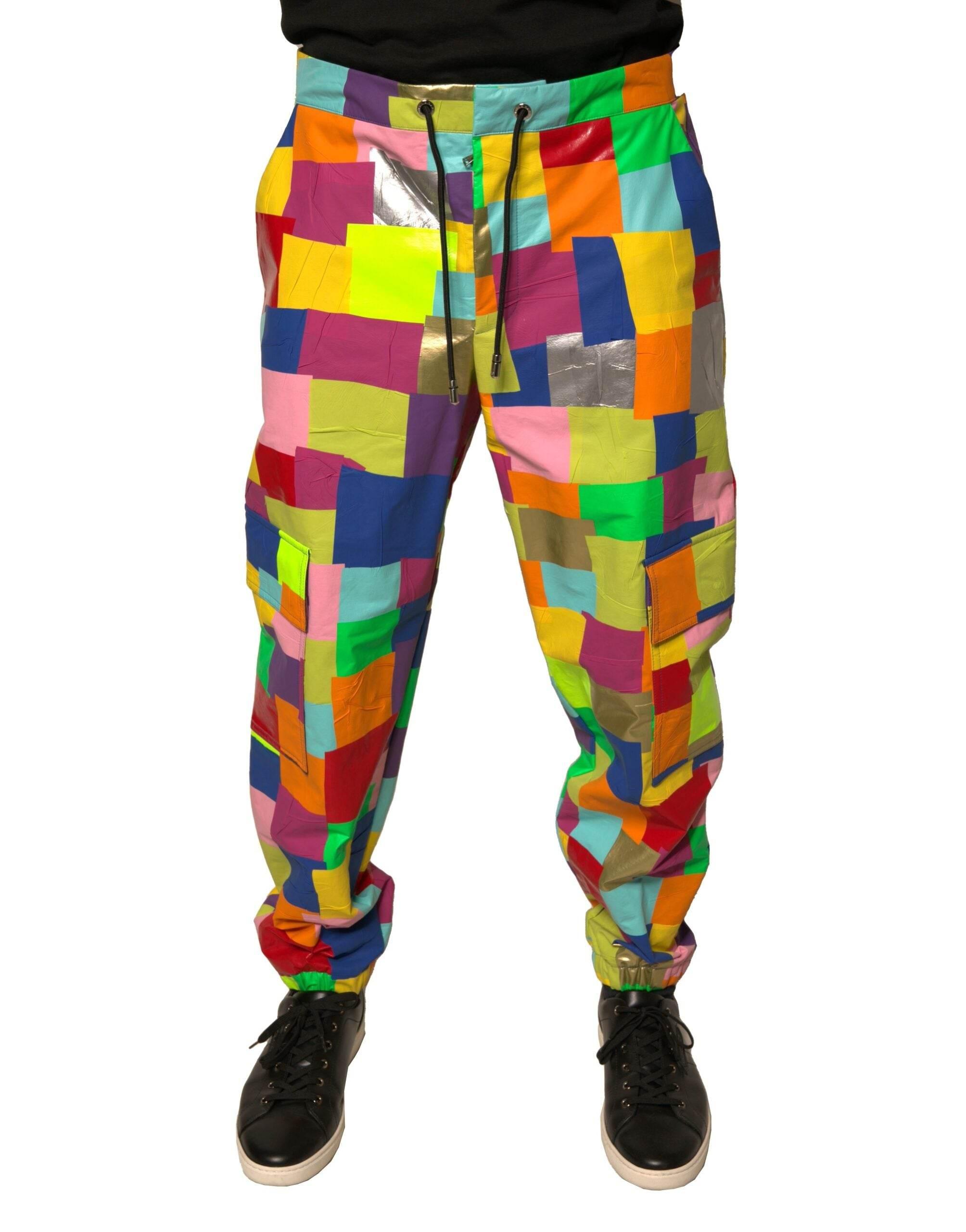 Dolce & Gabbana Multicolor Cotton Patchwork Men Cargo Pants - Hilstor
