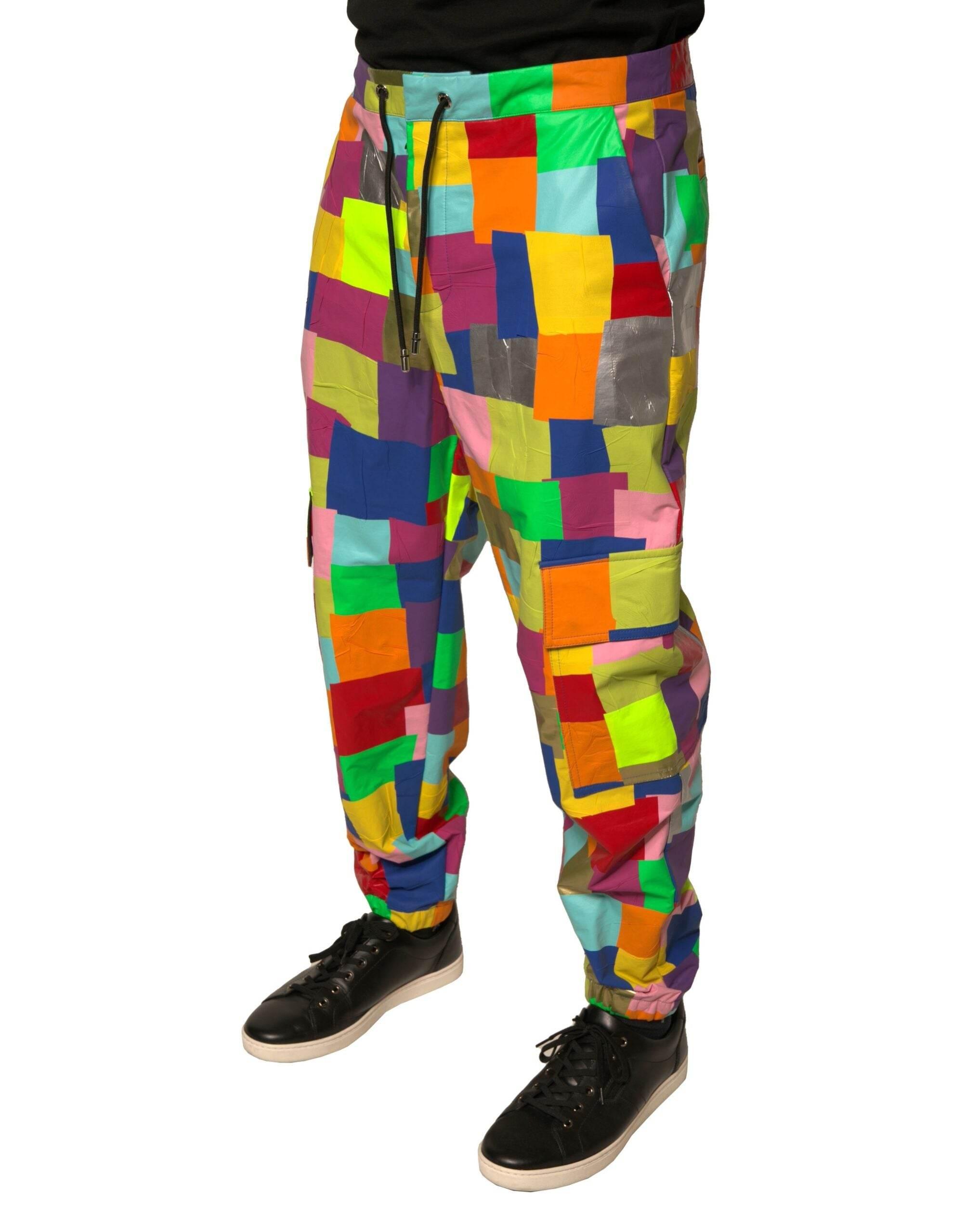 Dolce & Gabbana Multicolor Cotton Patchwork Men Cargo Pants - Hilstor