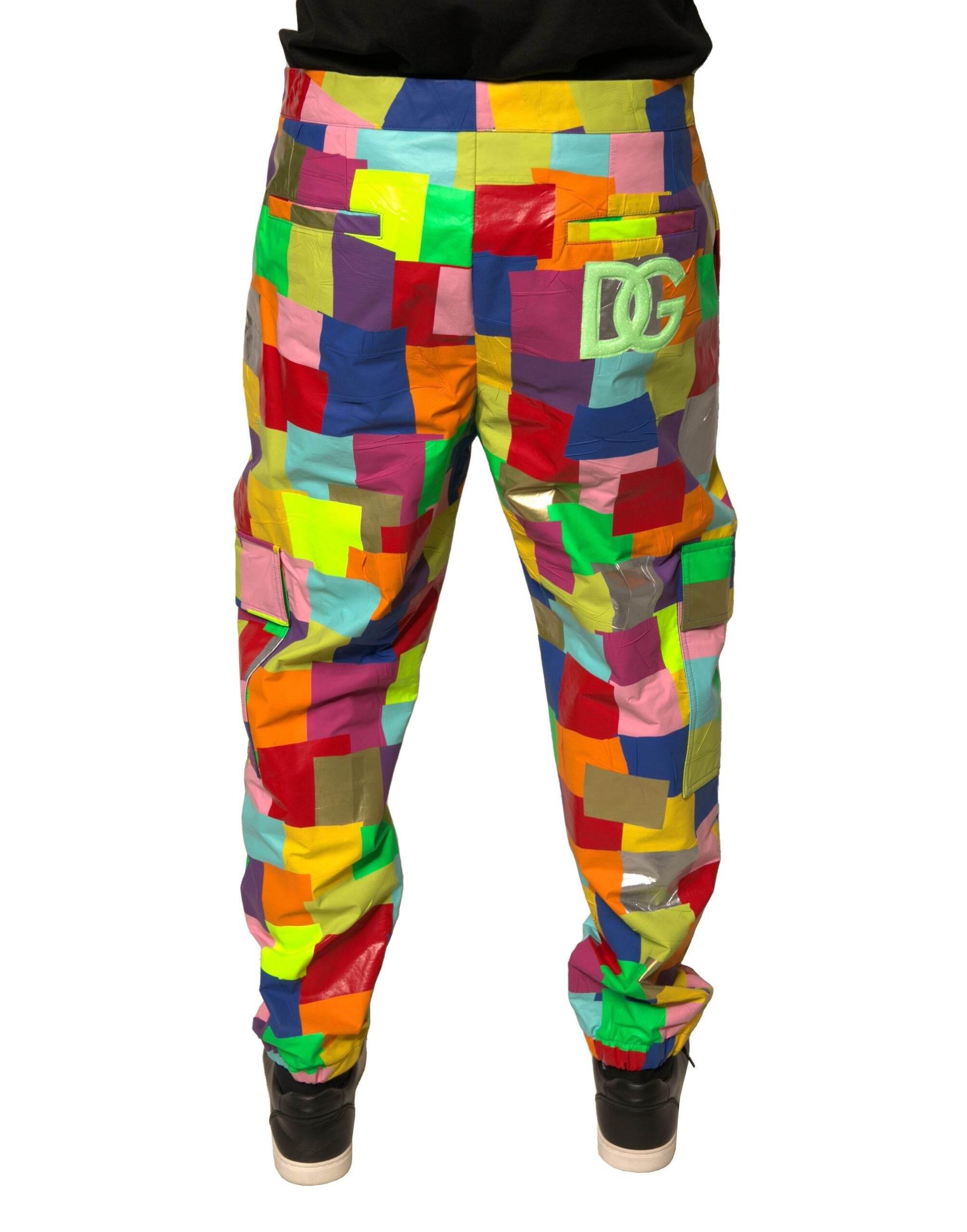 Dolce & Gabbana Multicolor Cotton Patchwork Men Cargo Pants - Hilstor