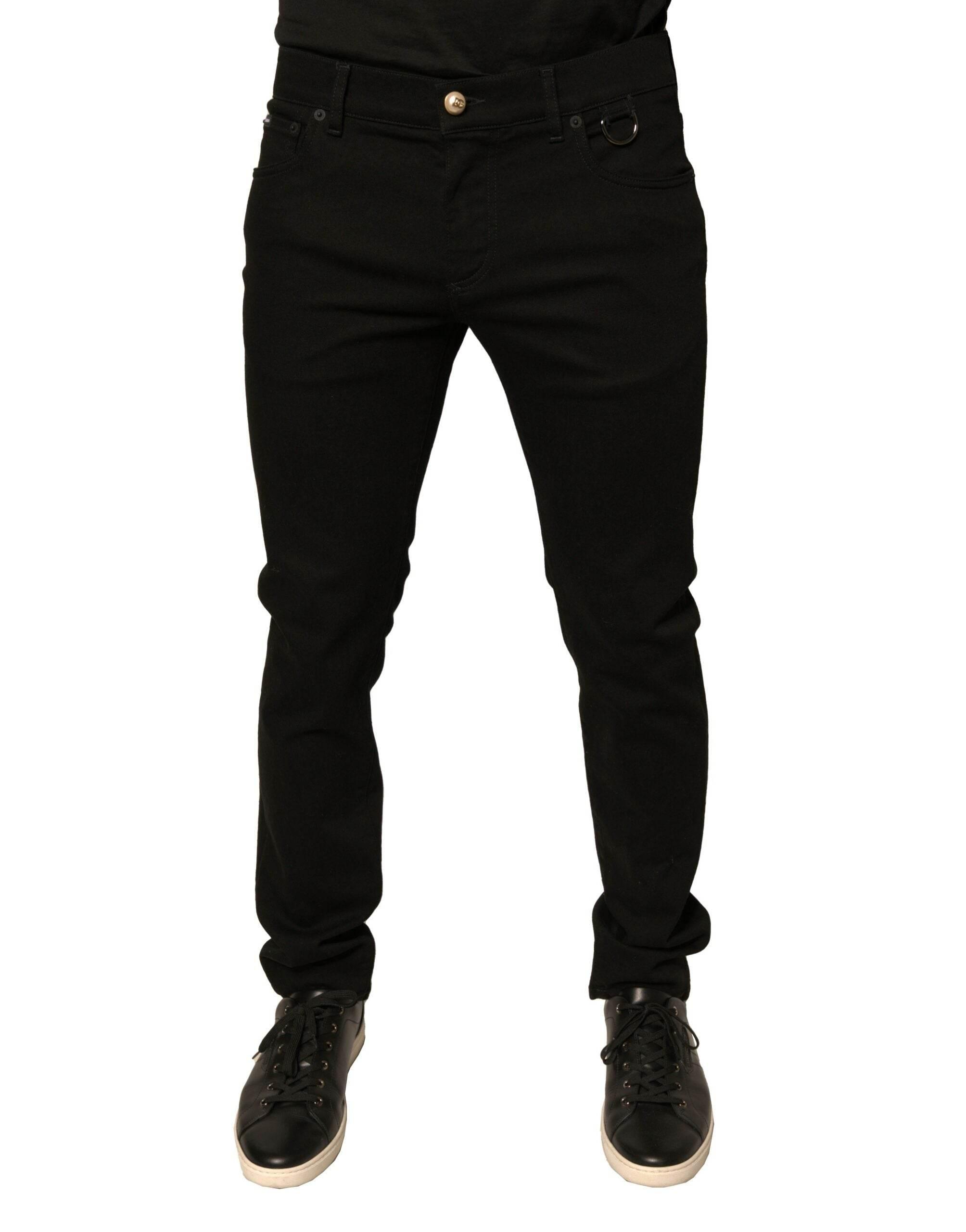 Dolce & Gabbana Black Logo Cotton Stretch Skinny Denim Jeans - Hilstor