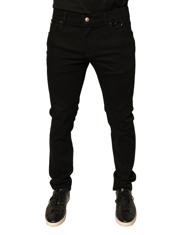 Dolce & Gabbana Black Logo Cotton Stretch Skinny Denim Jeans - Hilstor