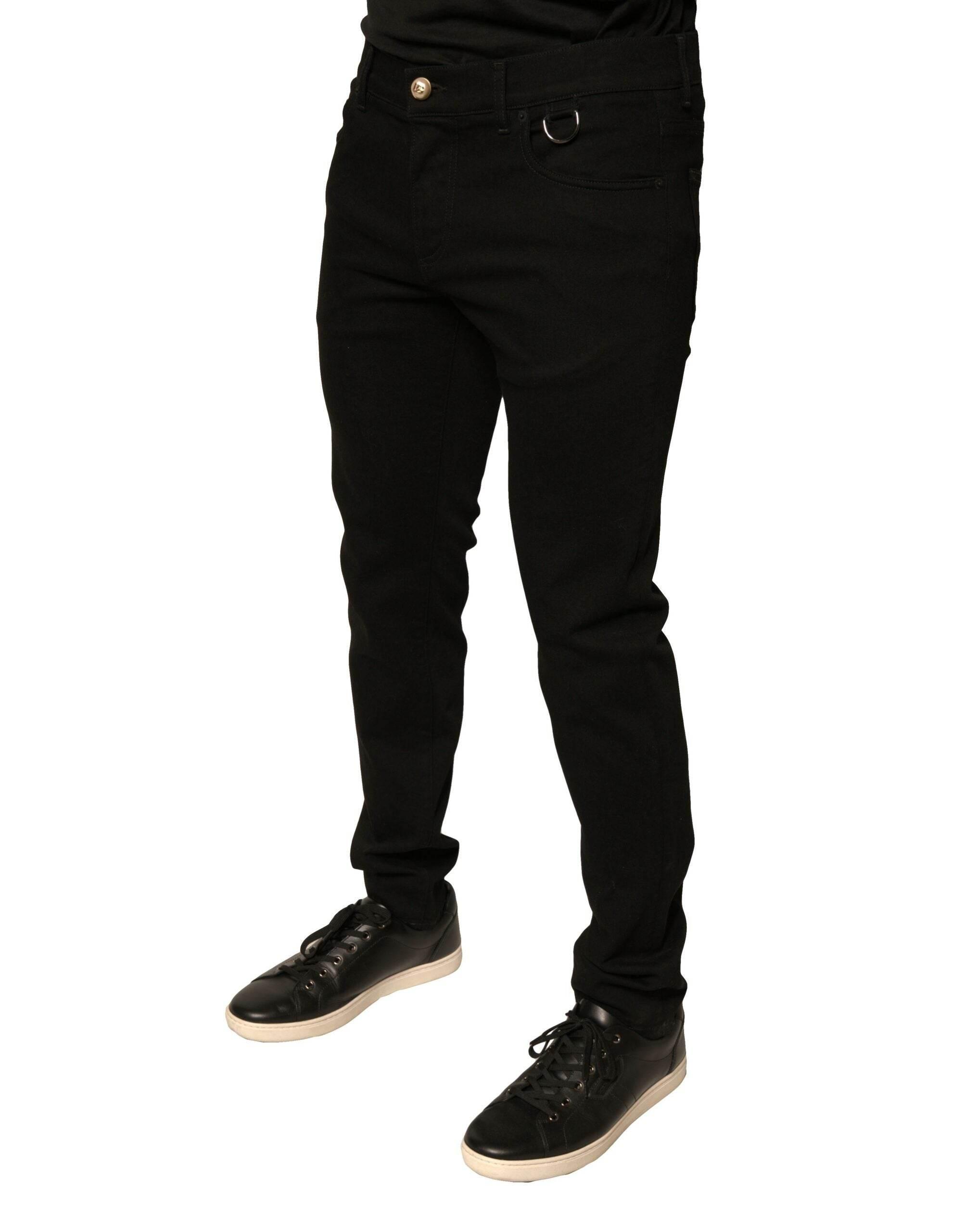 Dolce & Gabbana Black Logo Cotton Stretch Skinny Denim Jeans - Hilstor