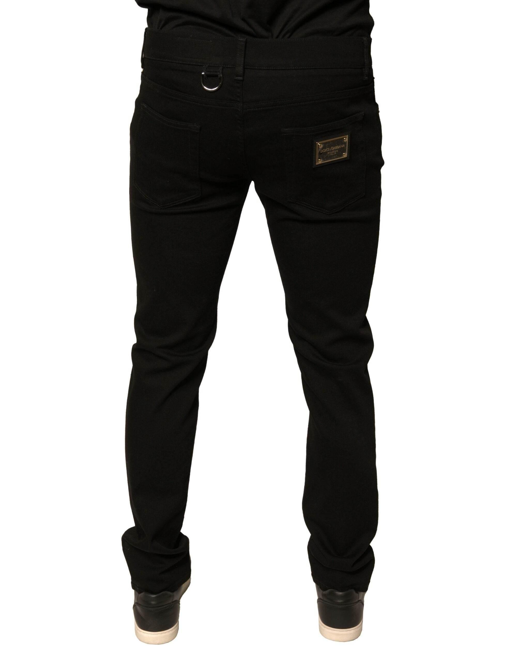 Dolce & Gabbana Black Logo Cotton Stretch Skinny Denim Jeans - Hilstor
