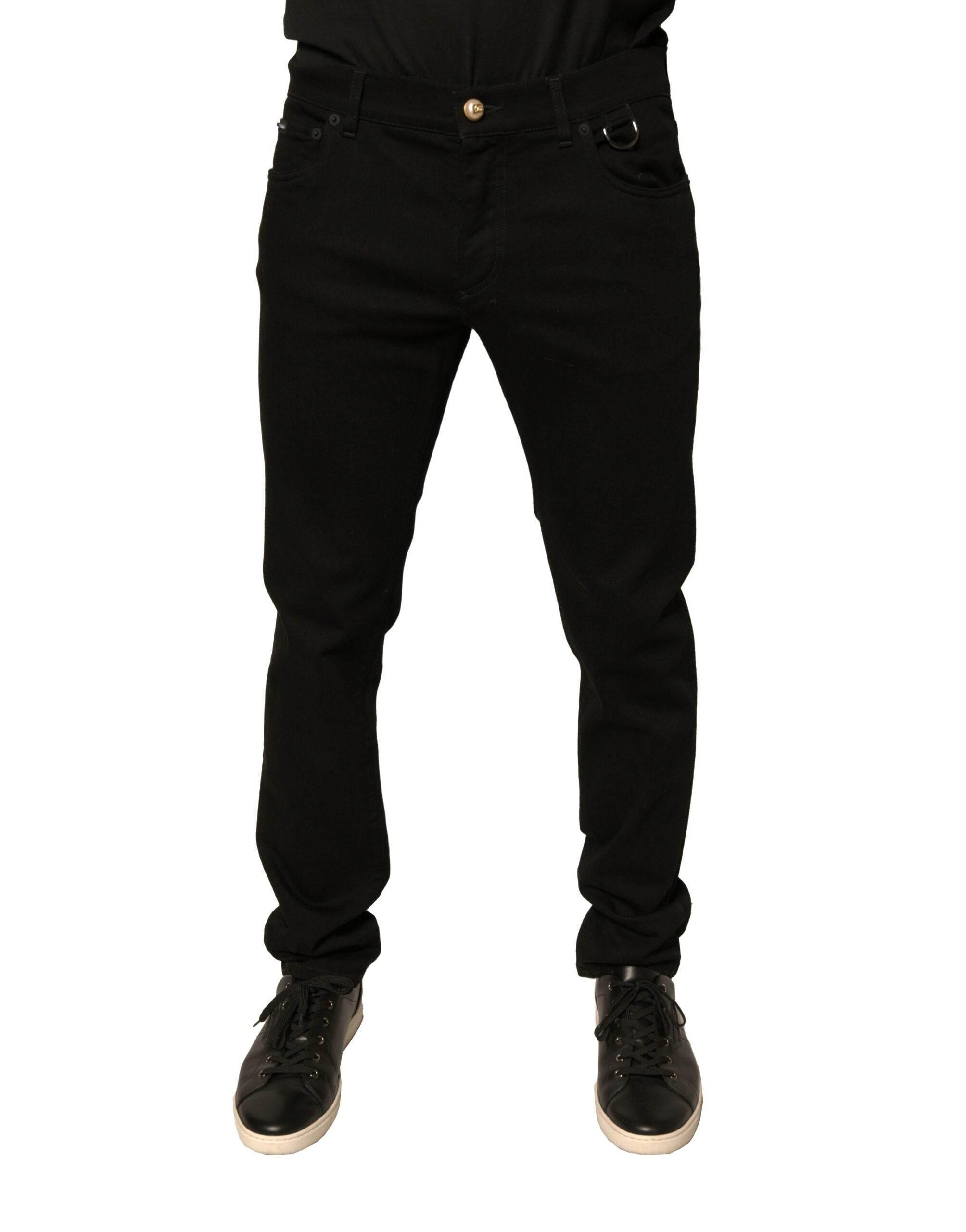Dolce & Gabbana Black Logo Cotton Stretch Skinny Denim Jeans - Hilstor