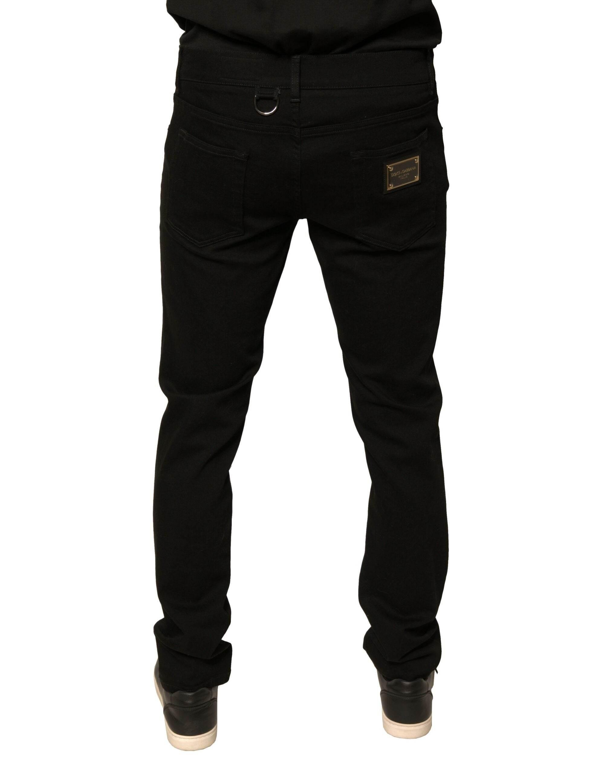 Dolce & Gabbana Black Logo Cotton Stretch Skinny Denim Jeans - Hilstor