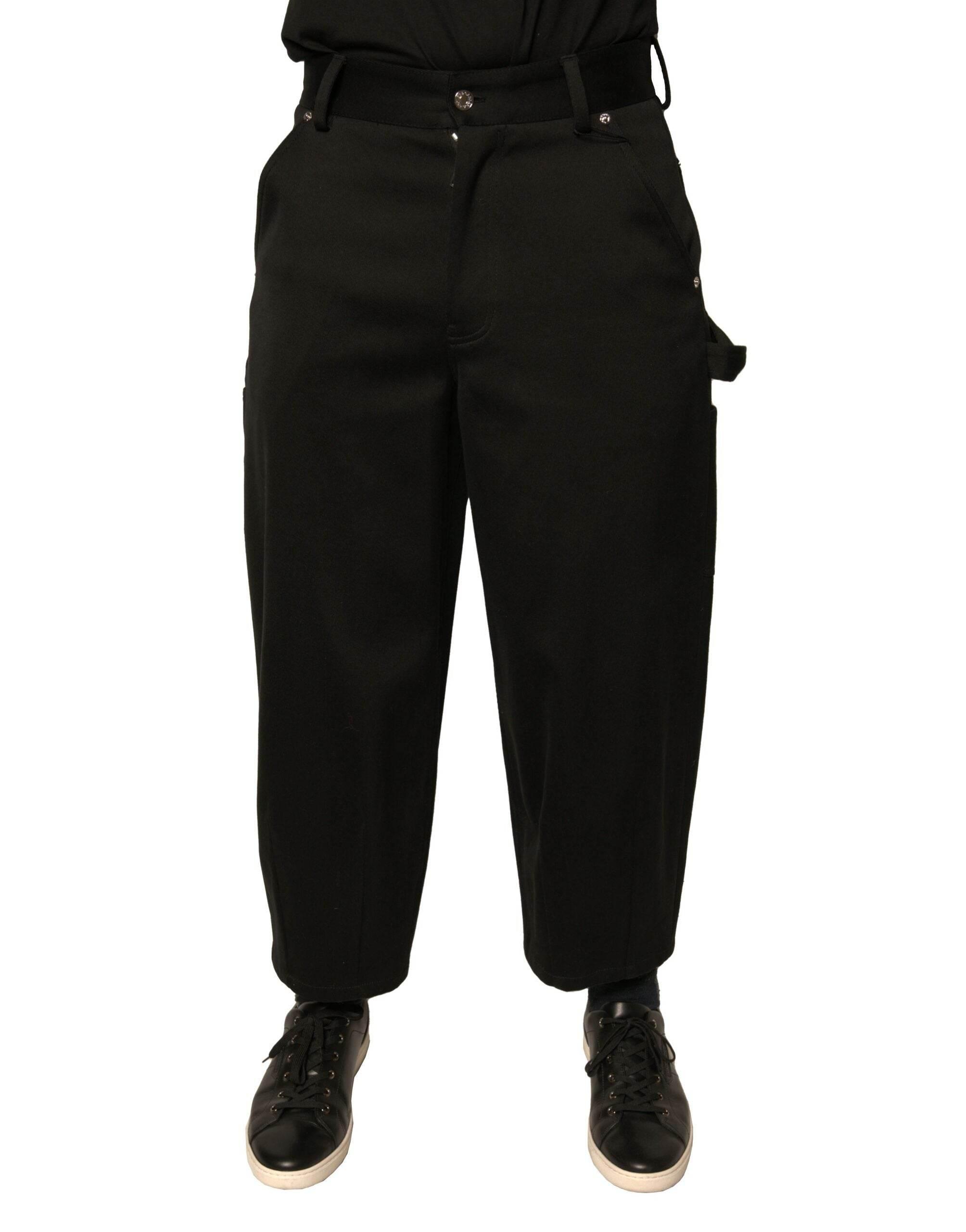 Dolce & Gabbana Black Cotton Mid Waist Cropped Pants - Hilstor