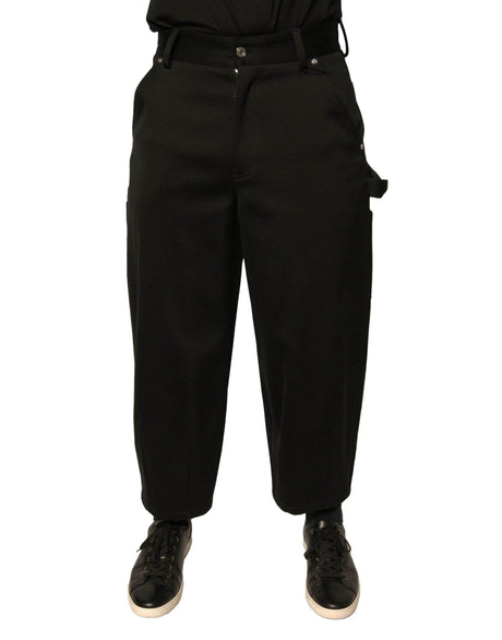 Dolce & Gabbana Black Cotton Mid Waist Cropped Pants - Hilstor
