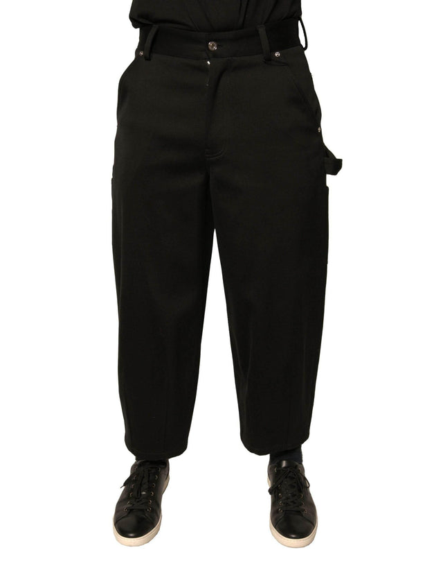 Dolce & Gabbana Black Cotton Mid Waist Cropped Pants - Hilstor