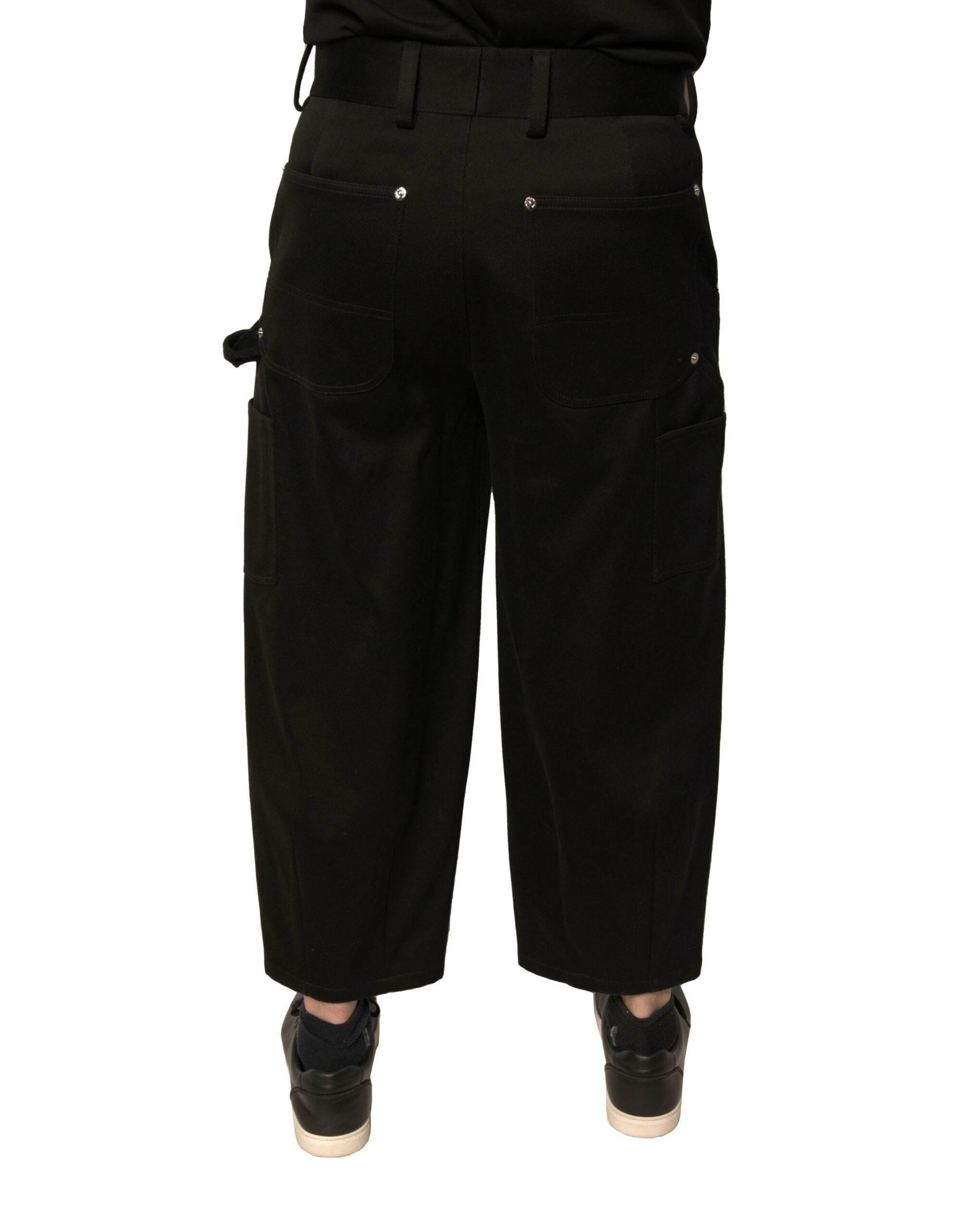 Dolce & Gabbana Black Cotton Mid Waist Cropped Pants - Hilstor
