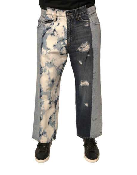 Dolce & Gabbana Multicolor Patchwork Cotton Straight Men Denim Jeans - Hilstor