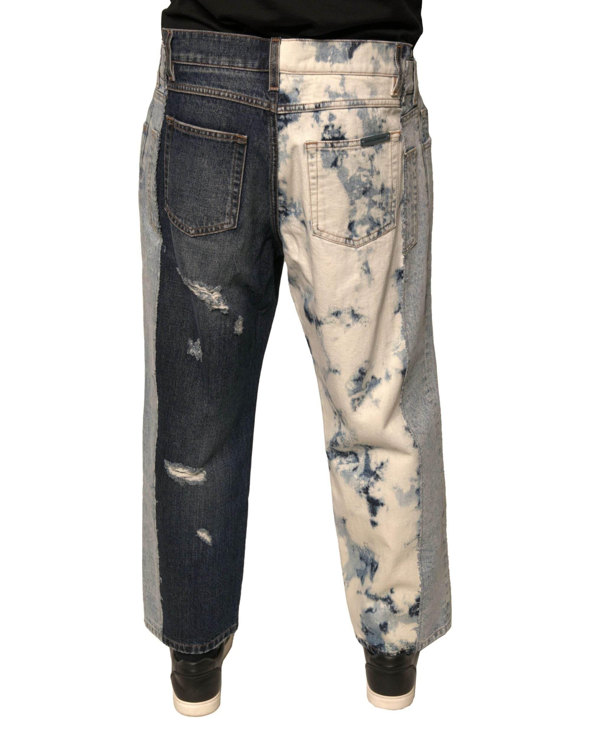 Dolce & Gabbana Multicolor Patchwork Cotton Straight Men Denim Jeans - Hilstor