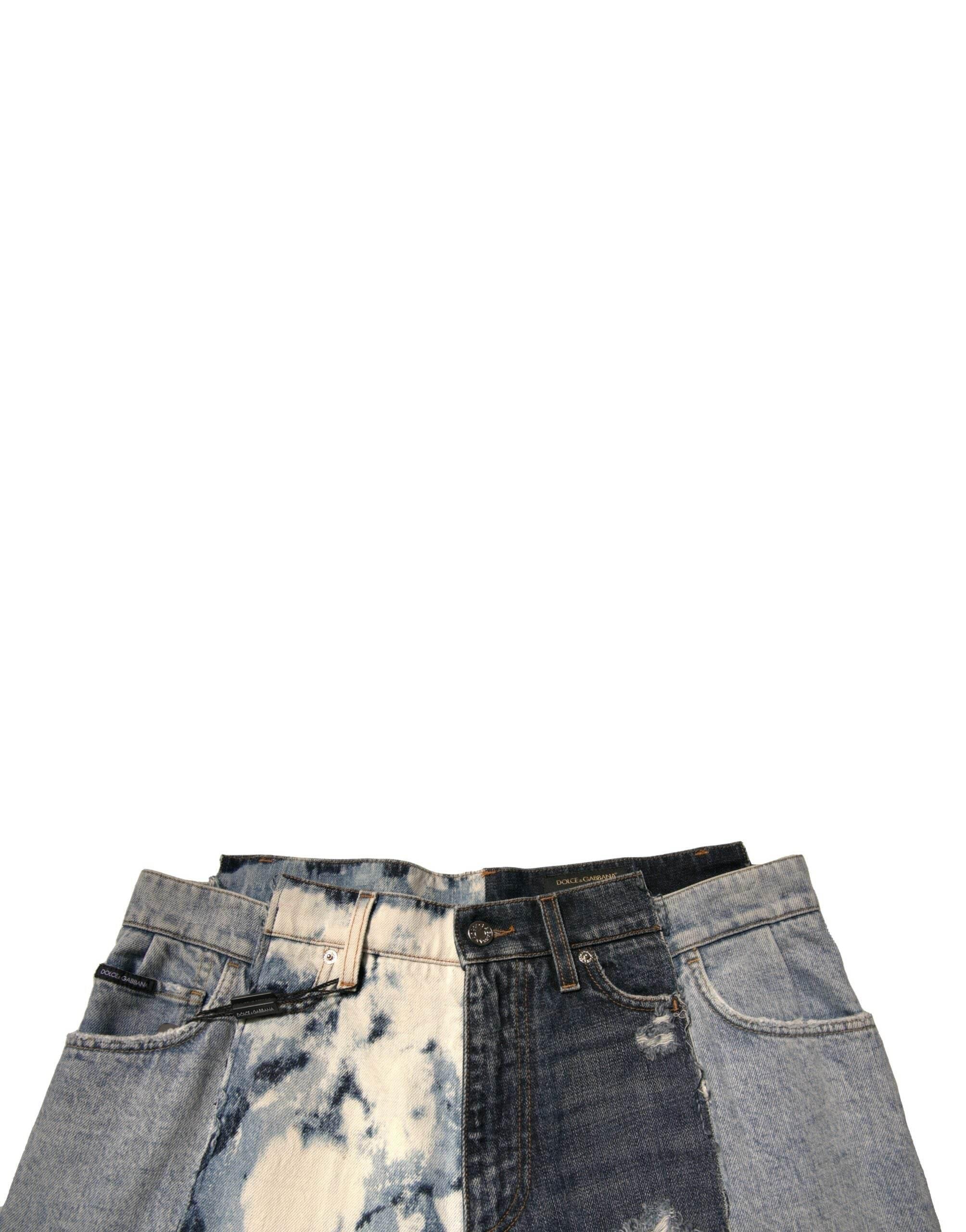 Dolce & Gabbana Multicolor Patchwork Cotton Straight Men Denim Jeans - Hilstor