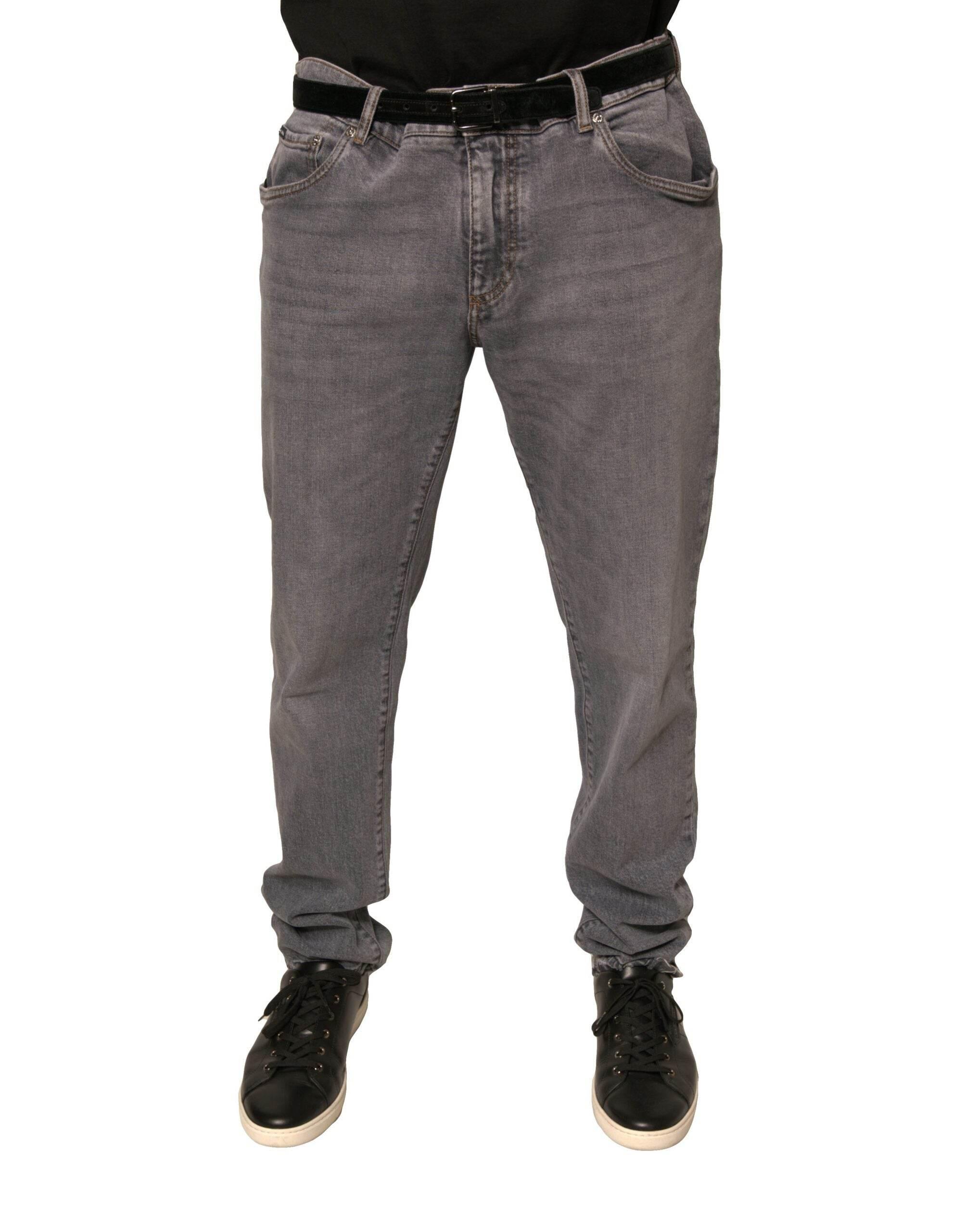 Dolce & Gabbana Gray Logo Cotton Stretch Skinny Denim Jeans - Hilstor