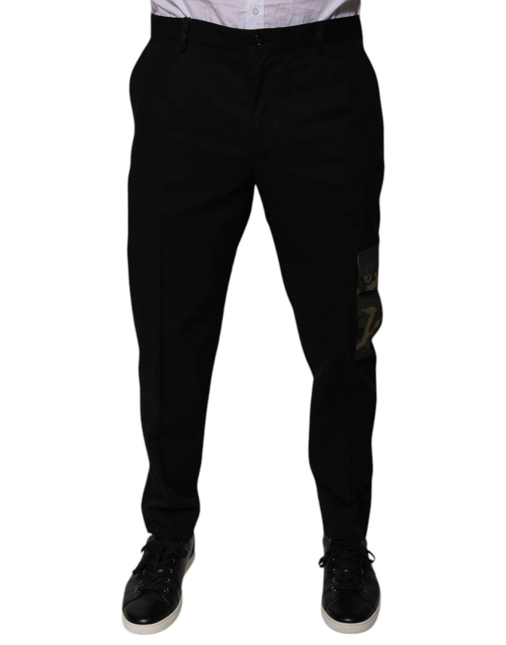 Dolce & Gabbana Black Cotton Men Cargo Casual Pants - Hilstor