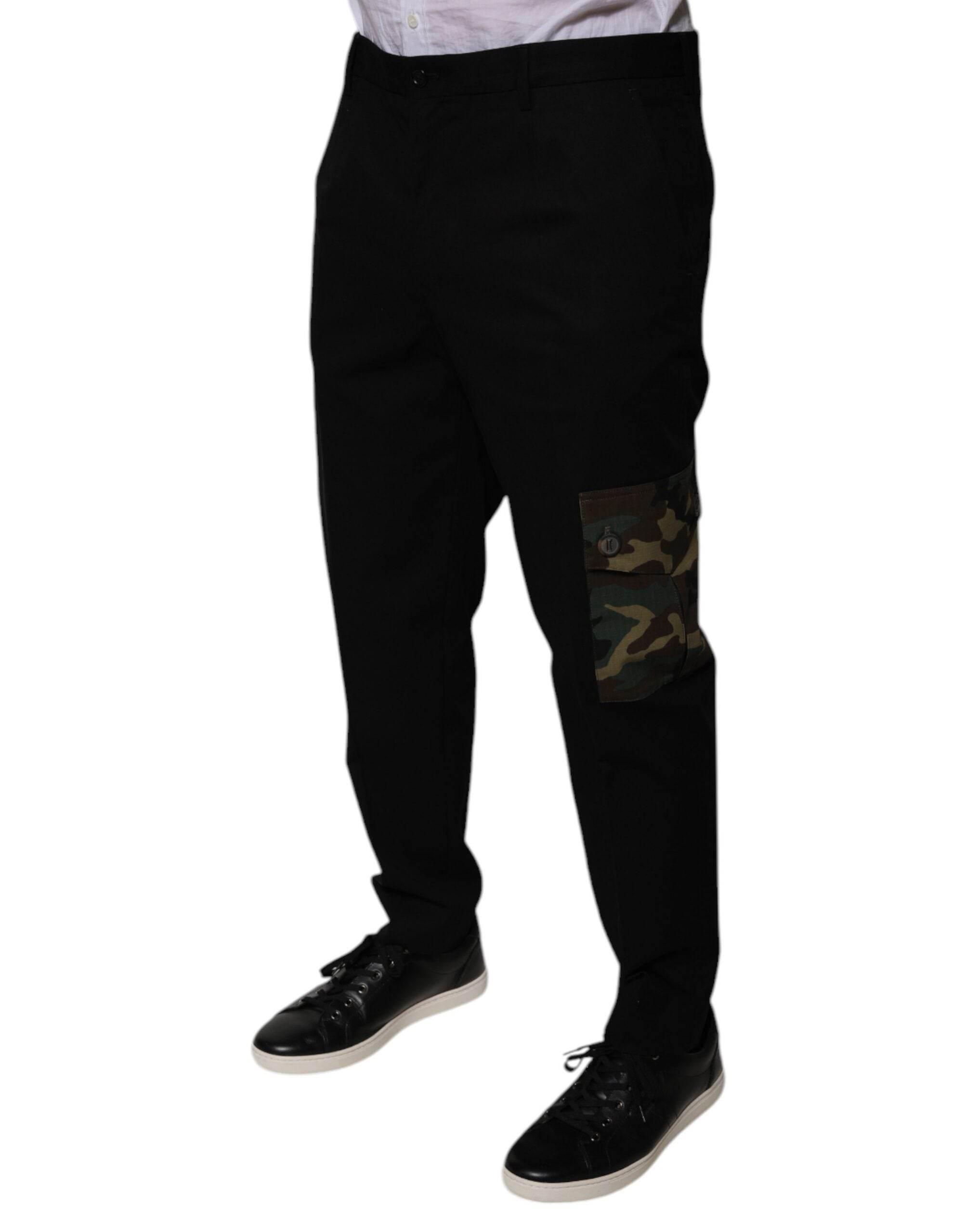 Dolce & Gabbana Black Cotton Men Cargo Casual Pants - Hilstor
