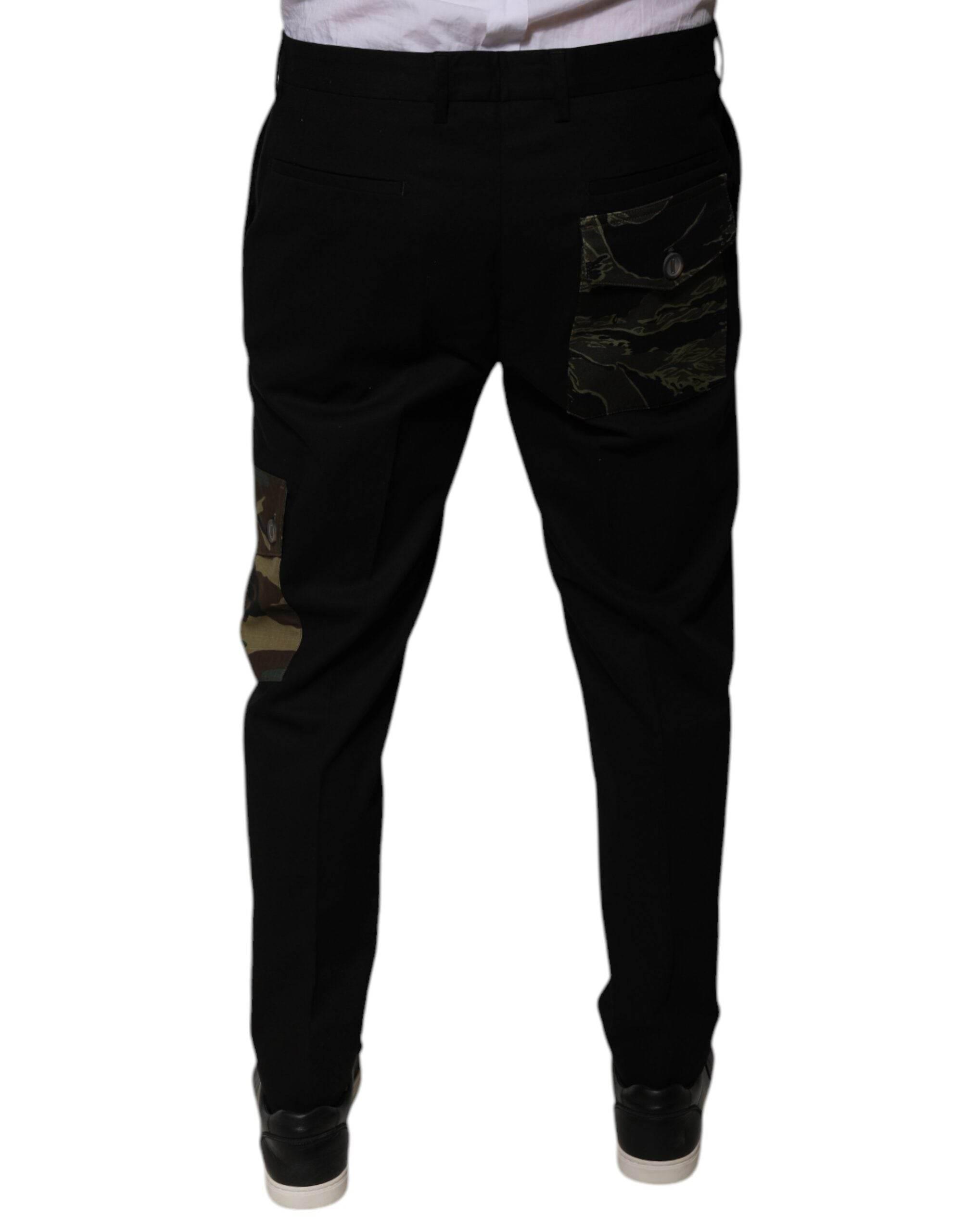 Dolce & Gabbana Black Cotton Men Cargo Casual Pants - Hilstor