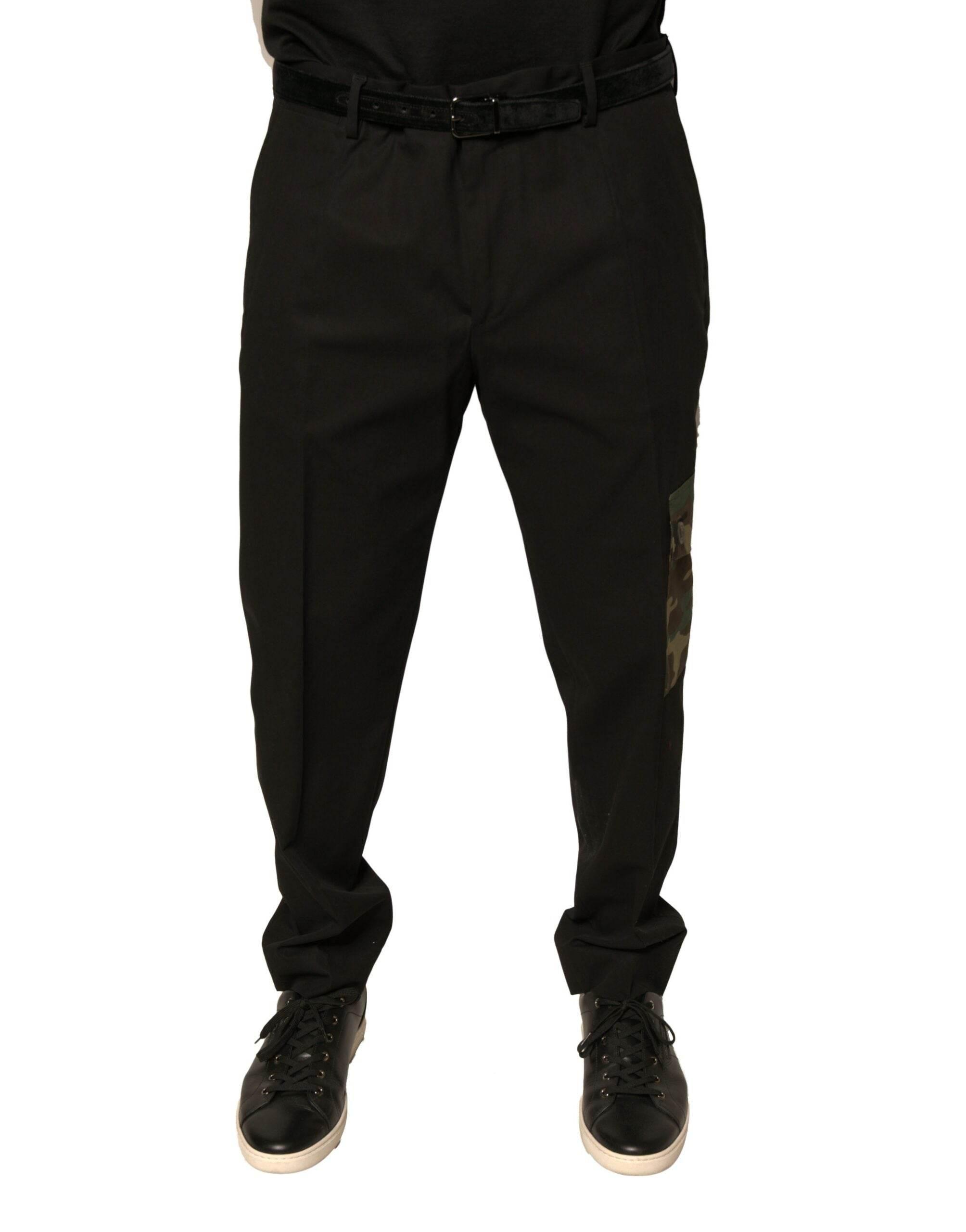Dolce & Gabbana Black Cotton Men Cargo Casual Pants - Hilstor