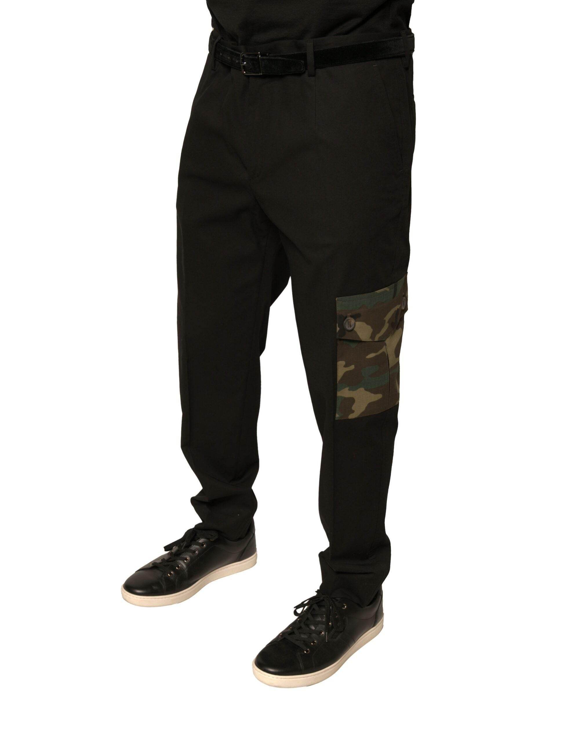 Dolce & Gabbana Black Cotton Men Cargo Casual Pants - Hilstor