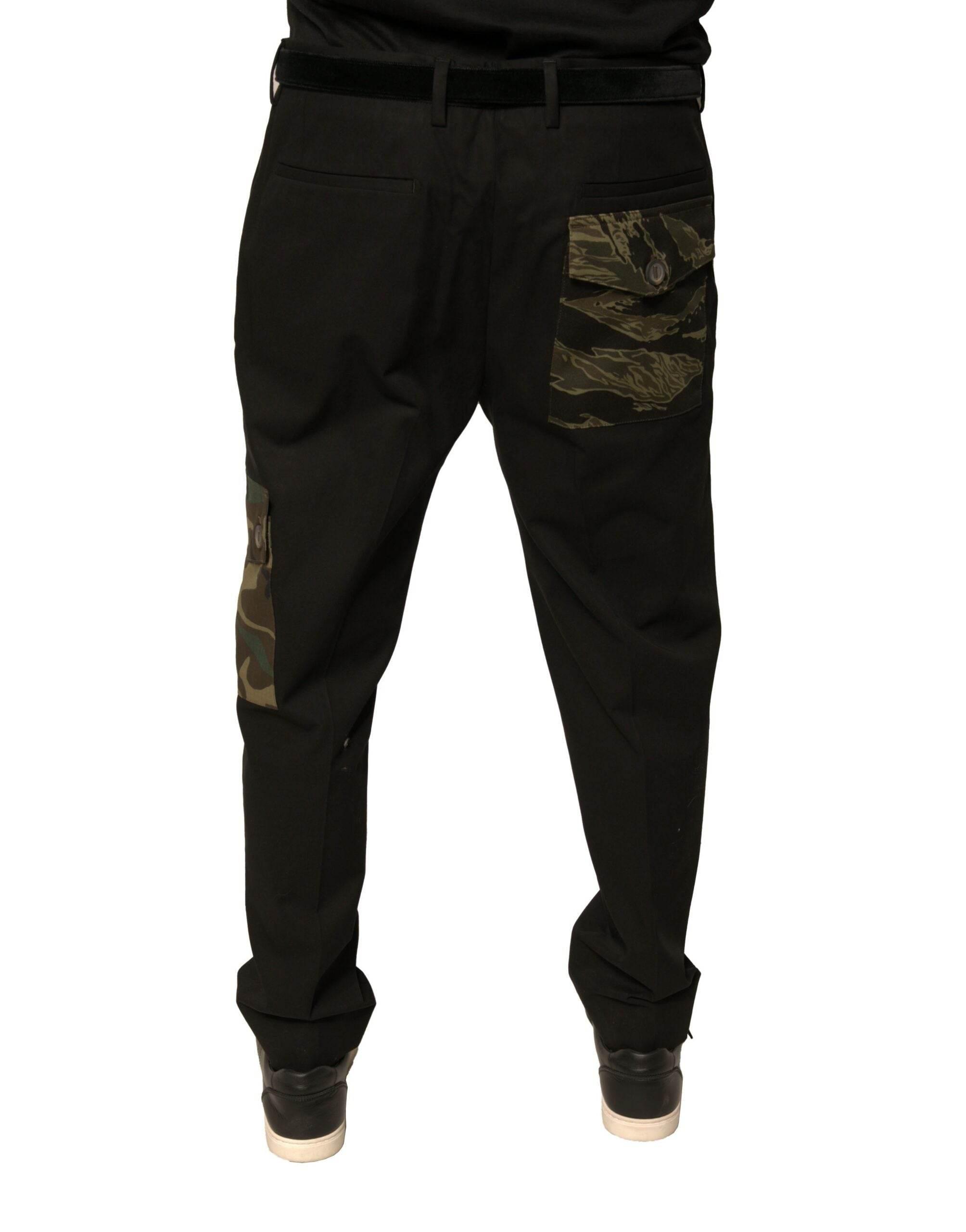 Dolce & Gabbana Black Cotton Men Cargo Casual Pants - Hilstor