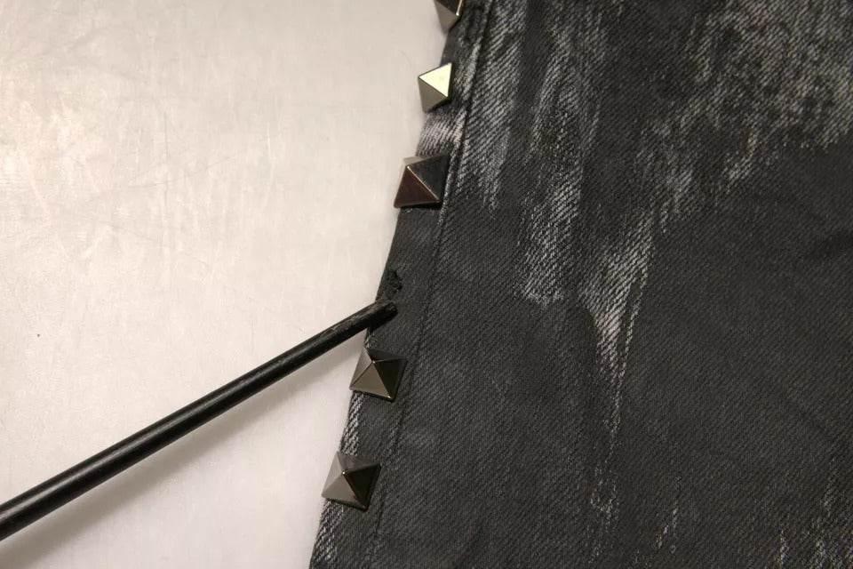 Dolce & Gabbana Gray Embellished Cotton Skinny Denim Jeans - Hilstor