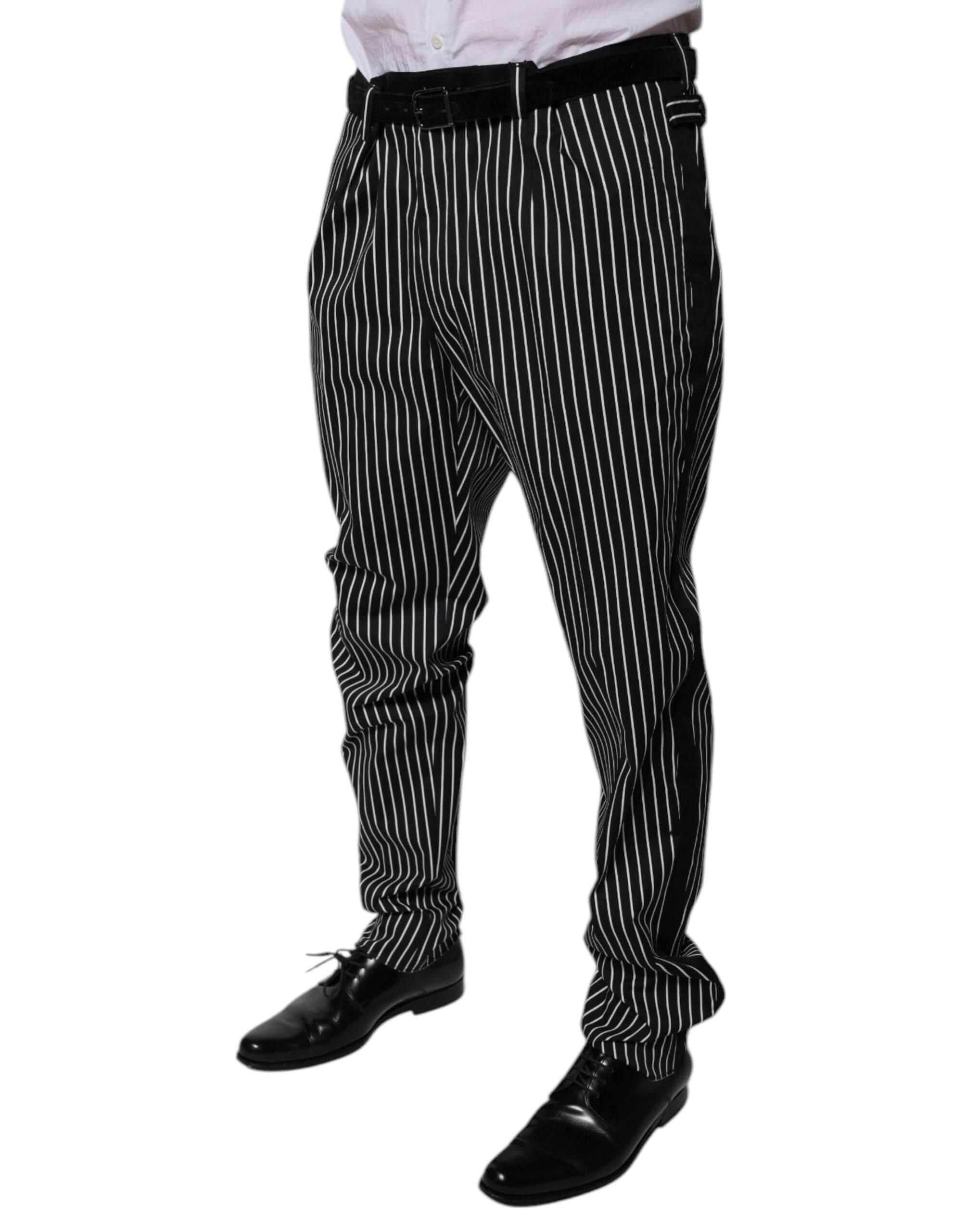 Dolce & Gabbana Black Stripes Skinny Dress Pants - Hilstor