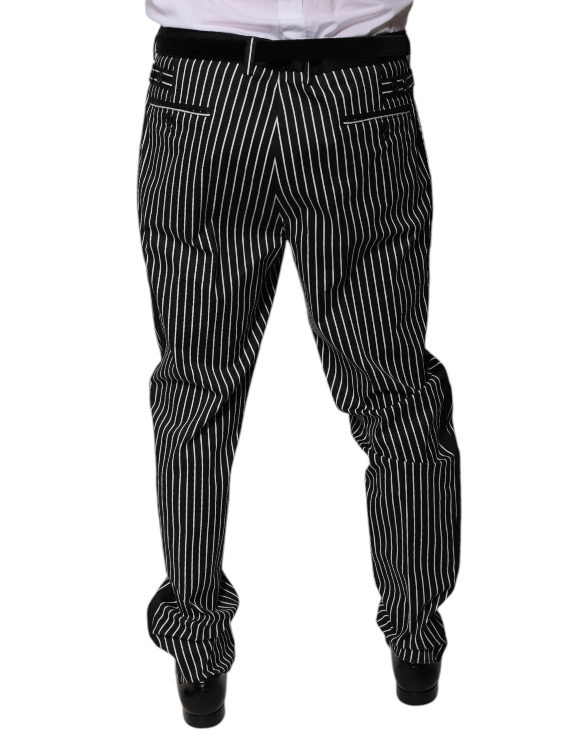 Dolce & Gabbana Black Stripes Skinny Dress Pants - Hilstor