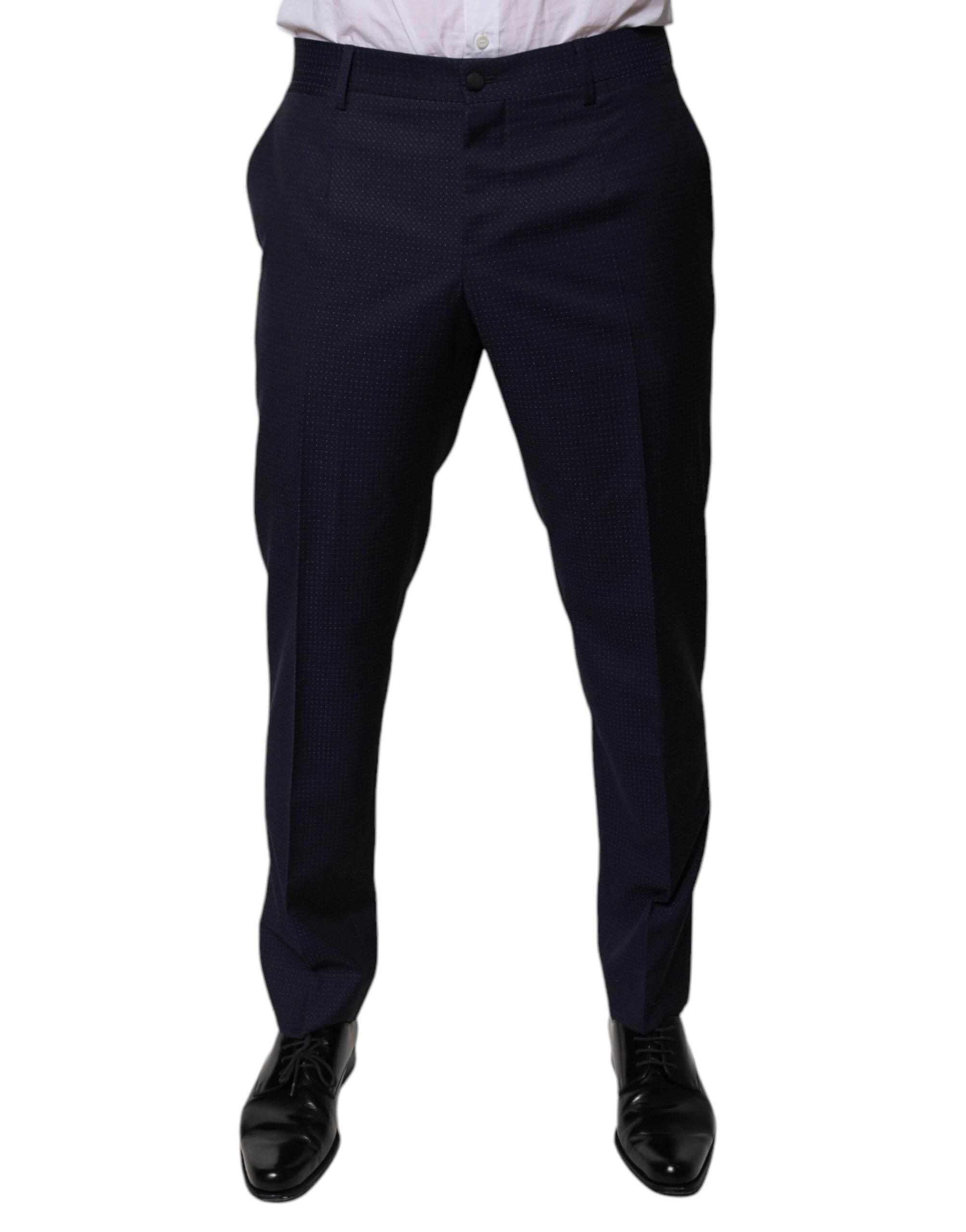 Dolce & Gabbana Dark Blue Cotton Men Dress Pants - Hilstor
