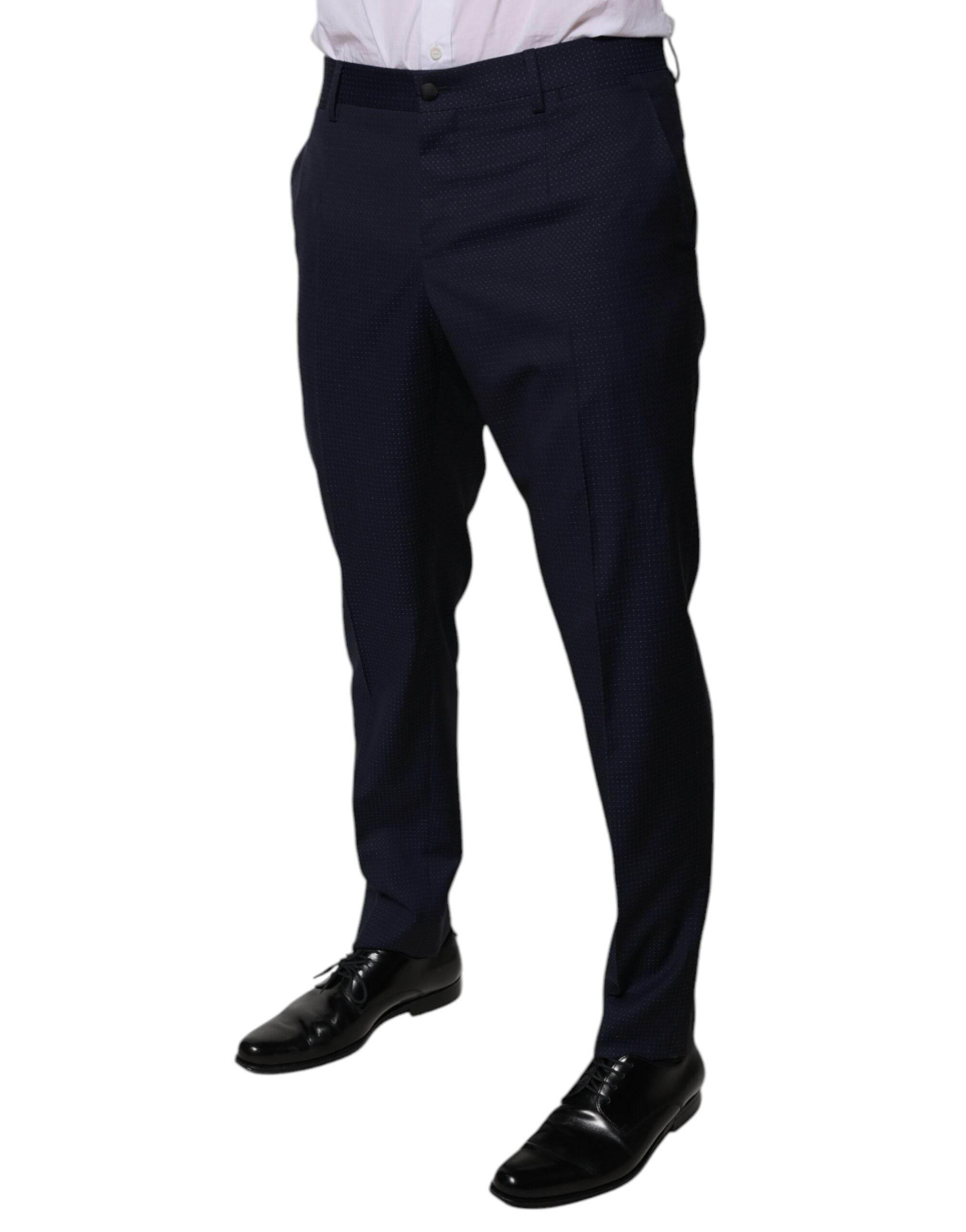 Dolce & Gabbana Dark Blue Cotton Men Dress Pants - Hilstor