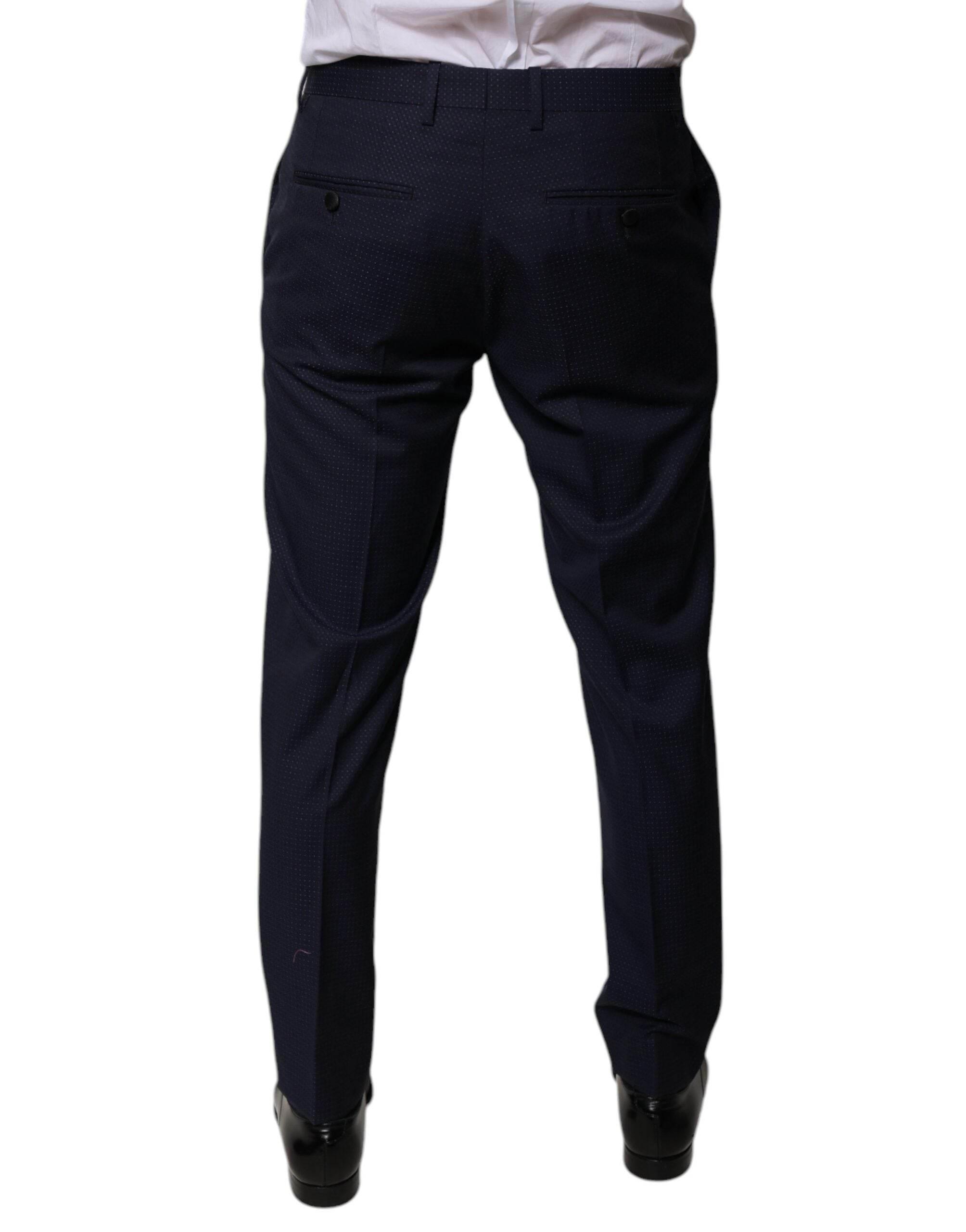 Dolce & Gabbana Dark Blue Cotton Men Dress Pants - Hilstor