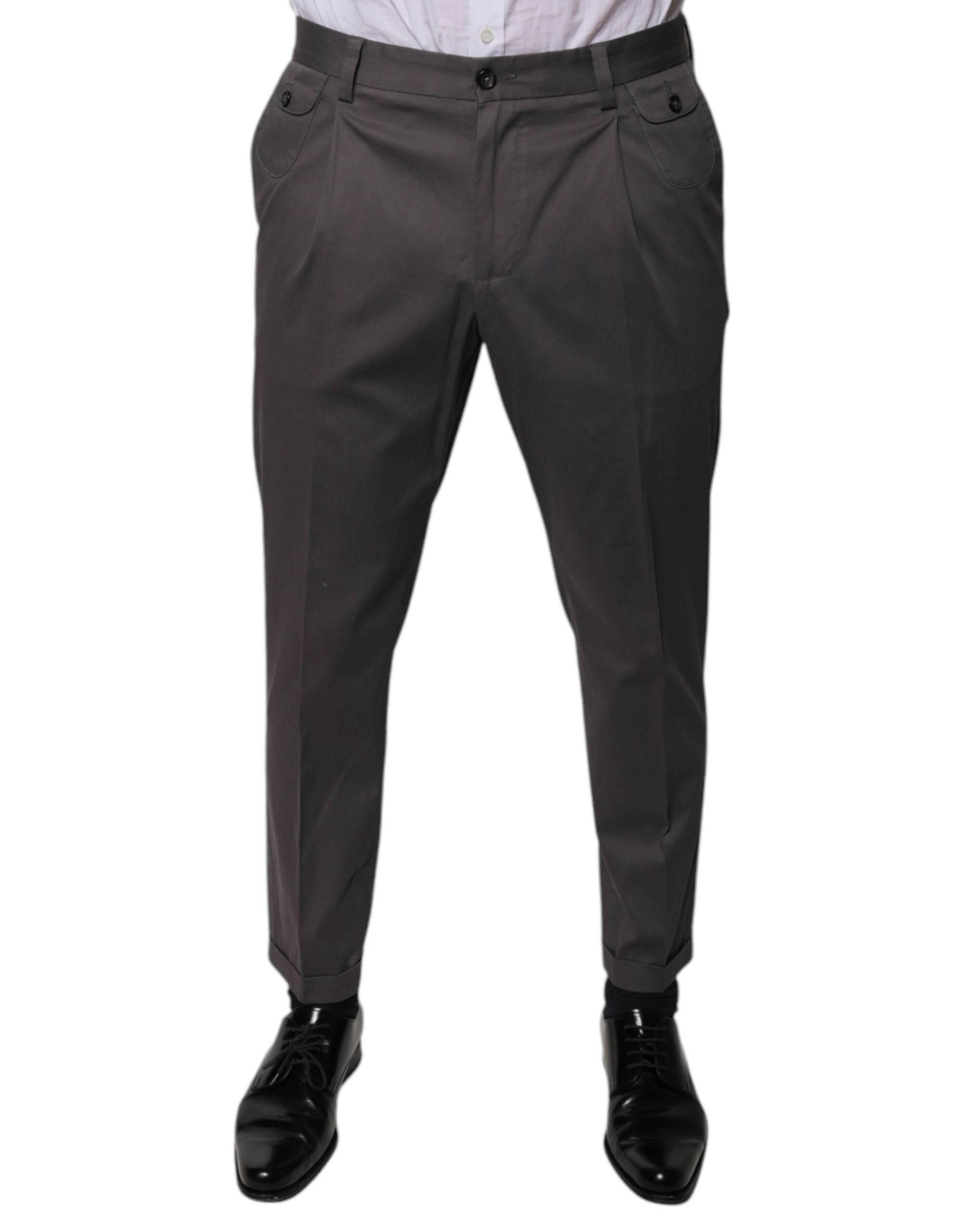 Dolce & Gabbana Dark Gray Mid Waist Dress Pants - Hilstor