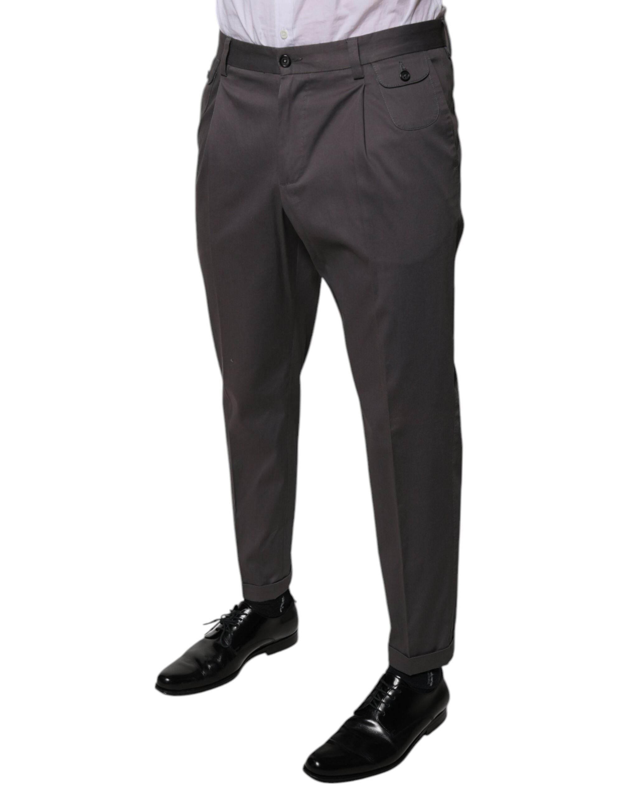 Dolce & Gabbana Dark Gray Mid Waist Dress Pants - Hilstor
