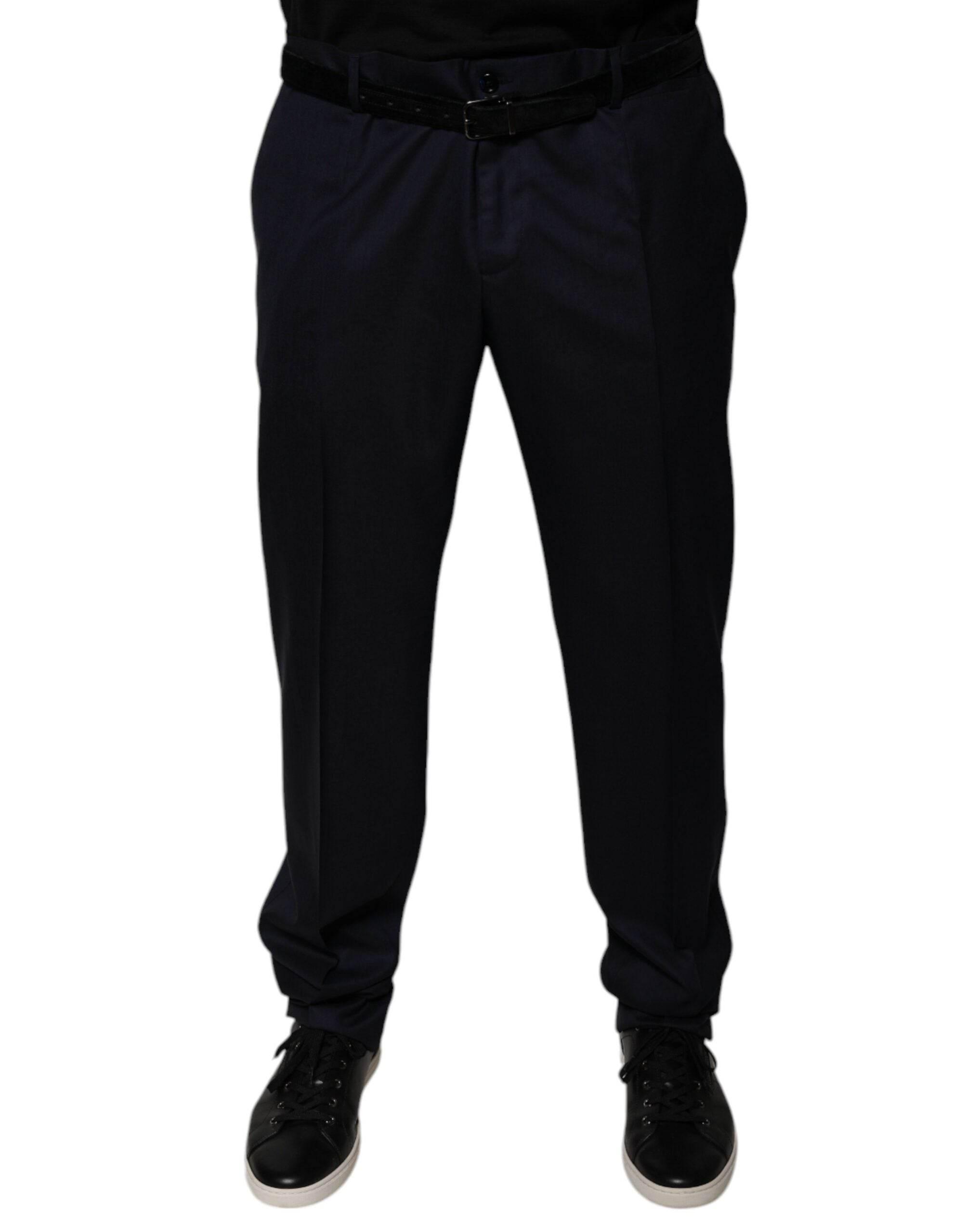 Dolce & Gabbana Dark Blue Tapered Formal Dress Pants - Hilstor