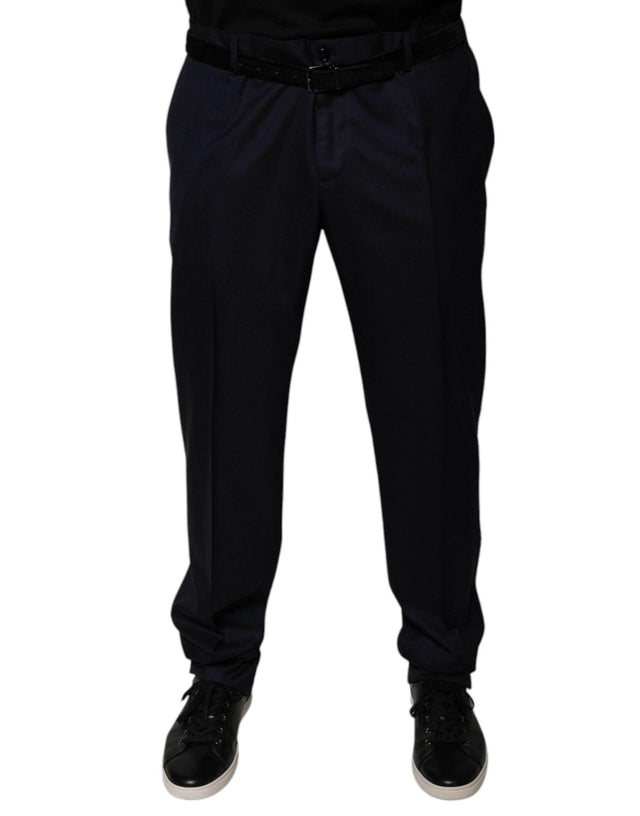 Dolce & Gabbana Dark Blue Tapered Formal Dress Pants - Hilstor