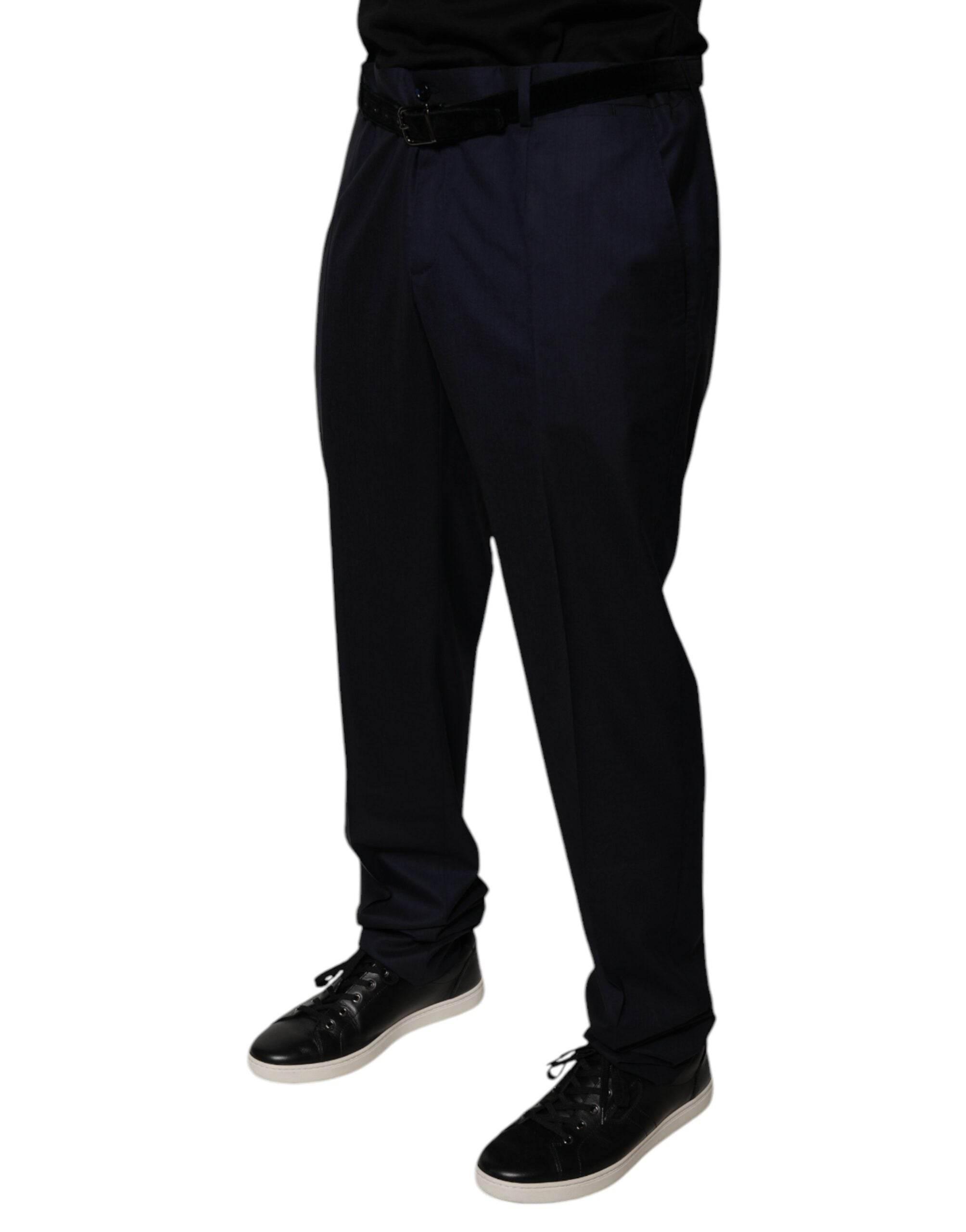 Dolce & Gabbana Dark Blue Tapered Formal Dress Pants - Hilstor