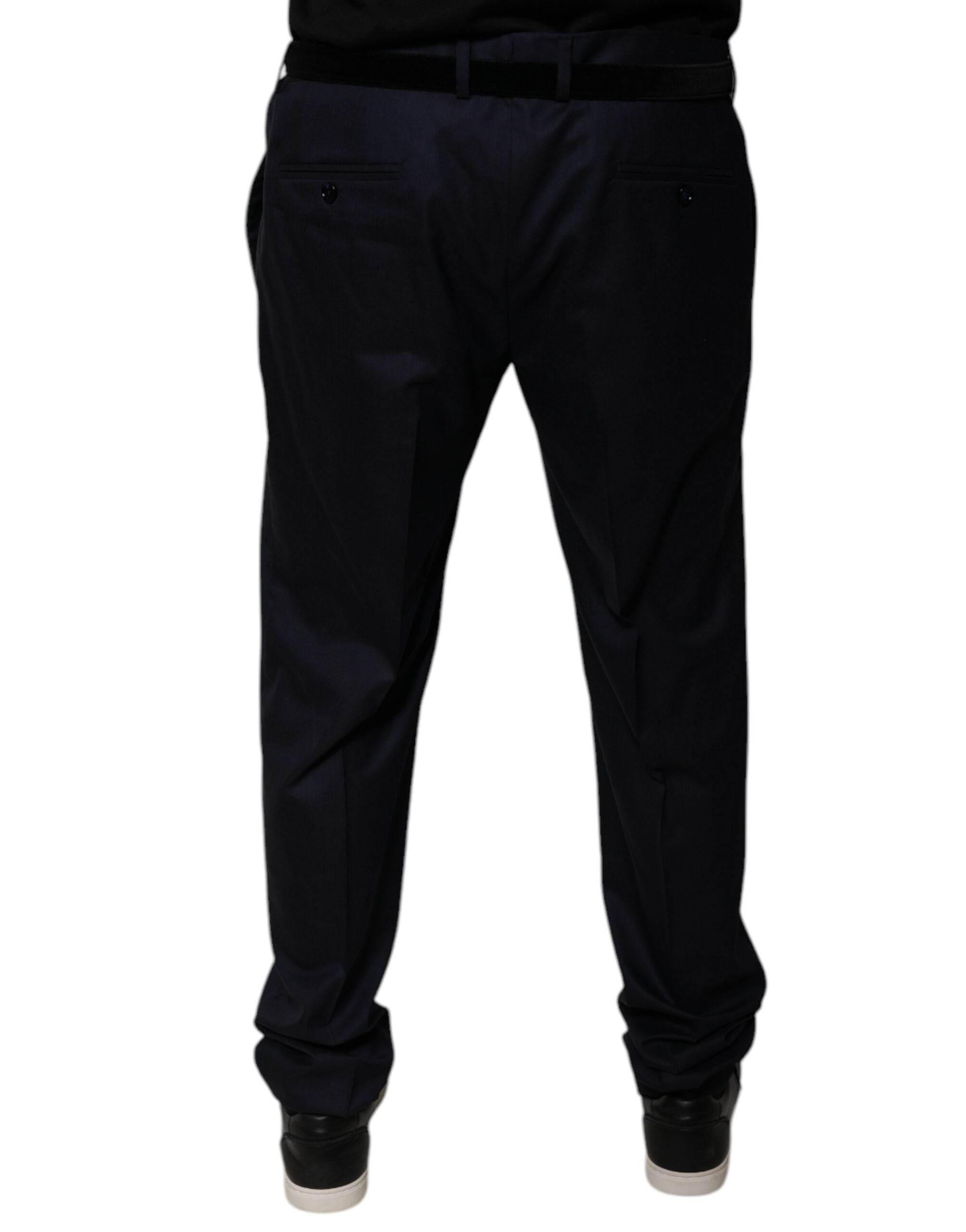 Dolce & Gabbana Dark Blue Tapered Formal Dress Pants - Hilstor