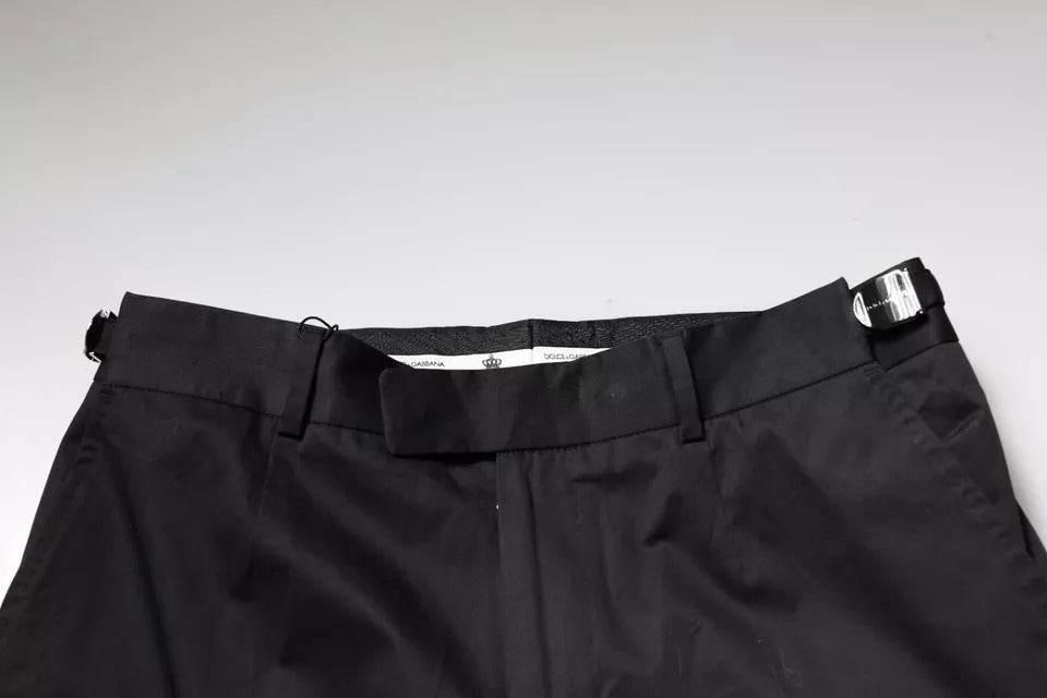 Dolce & Gabbana Black Cotton Tapered Formal Dress Pants - Hilstor