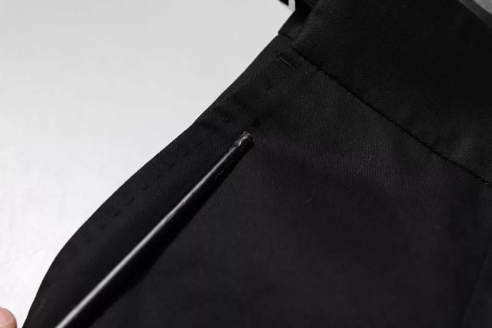 Dolce & Gabbana Black Cotton Tapered Formal Dress Pants - Hilstor