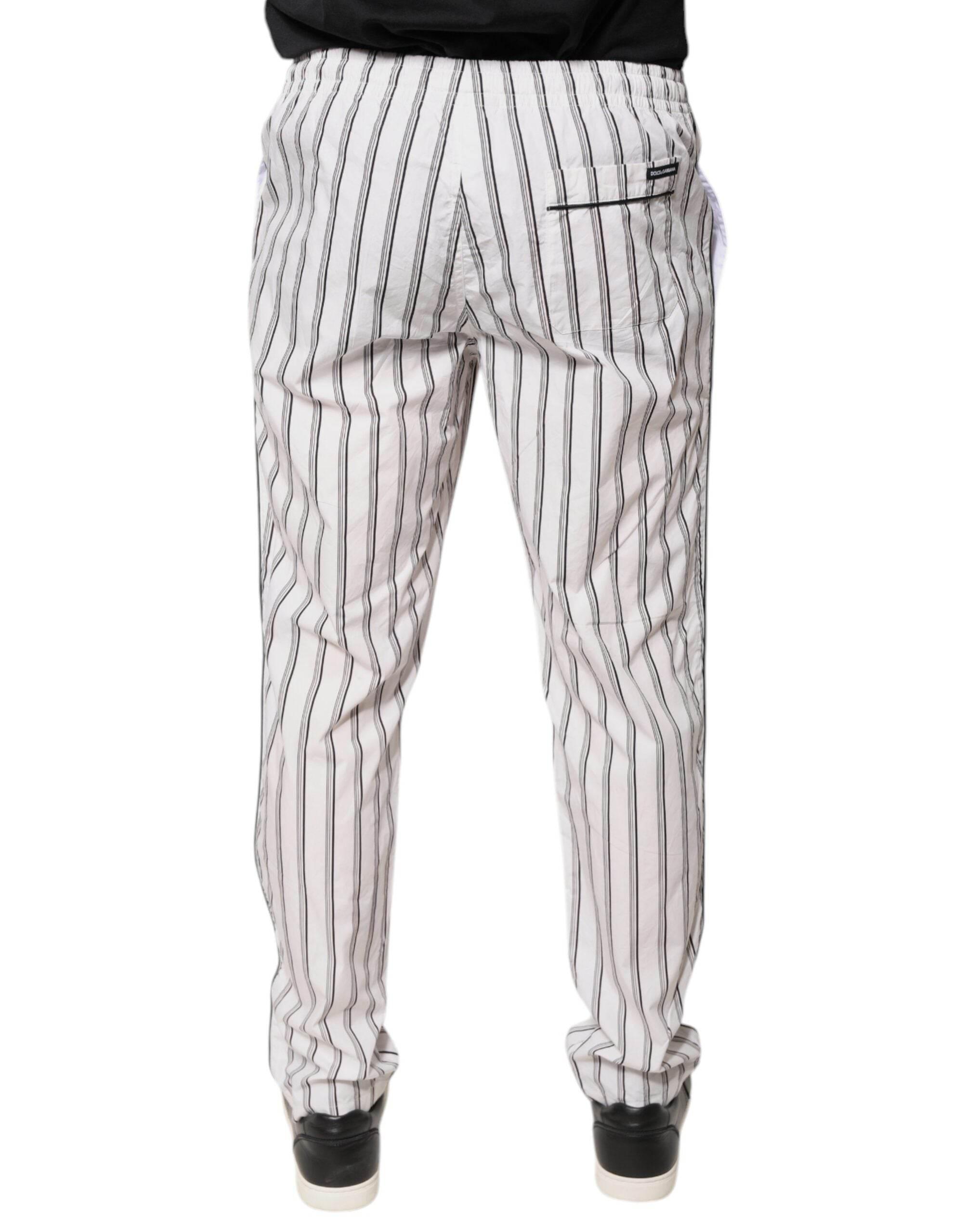 Dolce & Gabbana White Stripes Cotton Skinny Dress Pants - Hilstor