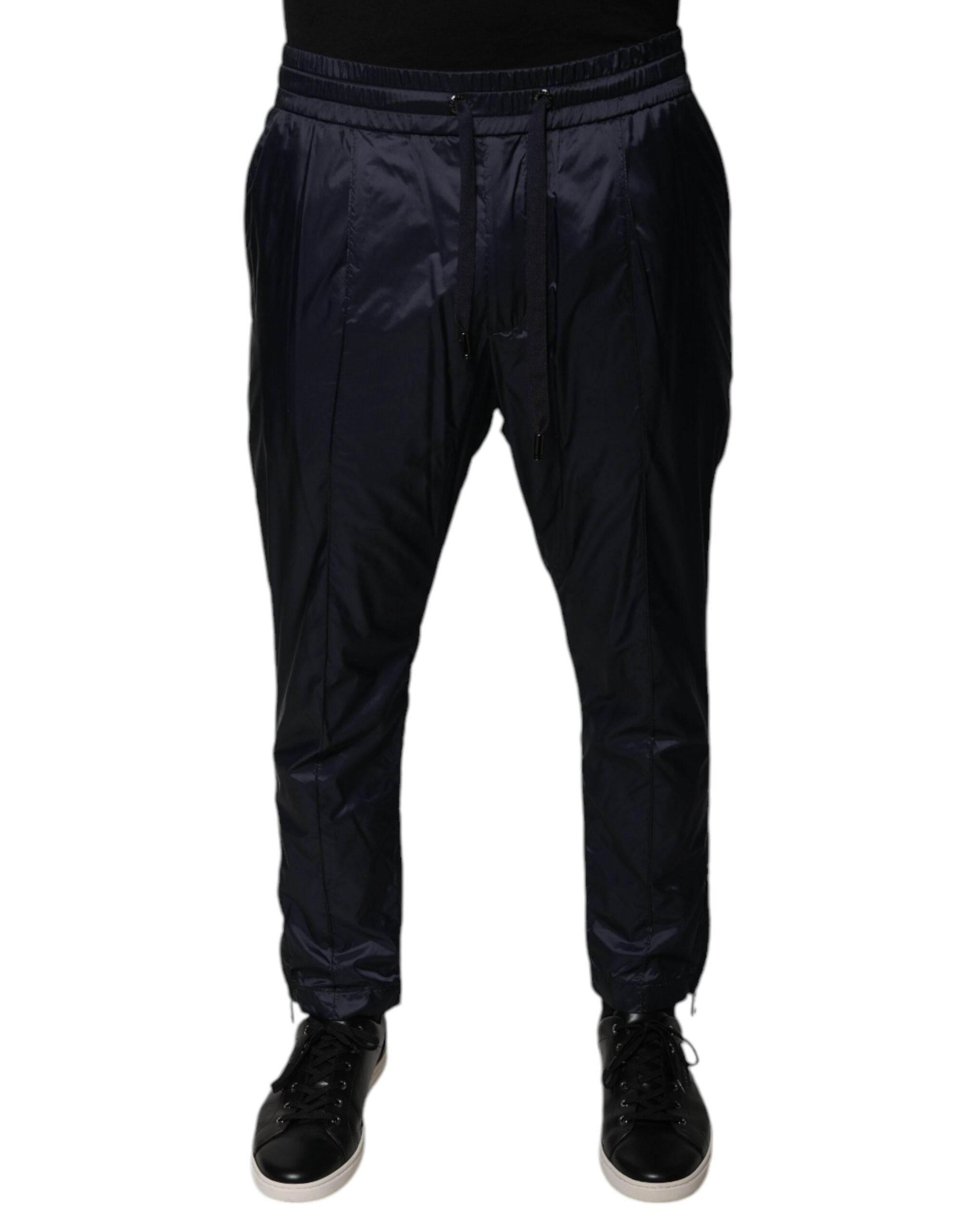 Dolce & Gabbana Dark Blue Cotton Skinny Sweatpants Pants - Hilstor