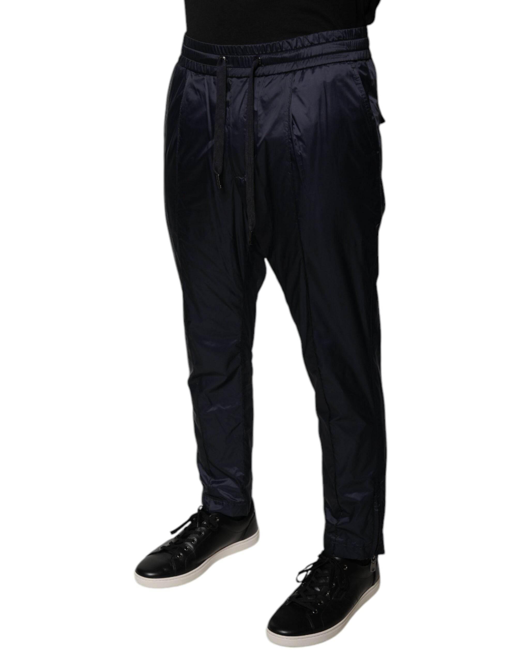Dolce & Gabbana Dark Blue Cotton Skinny Sweatpants Pants - Hilstor