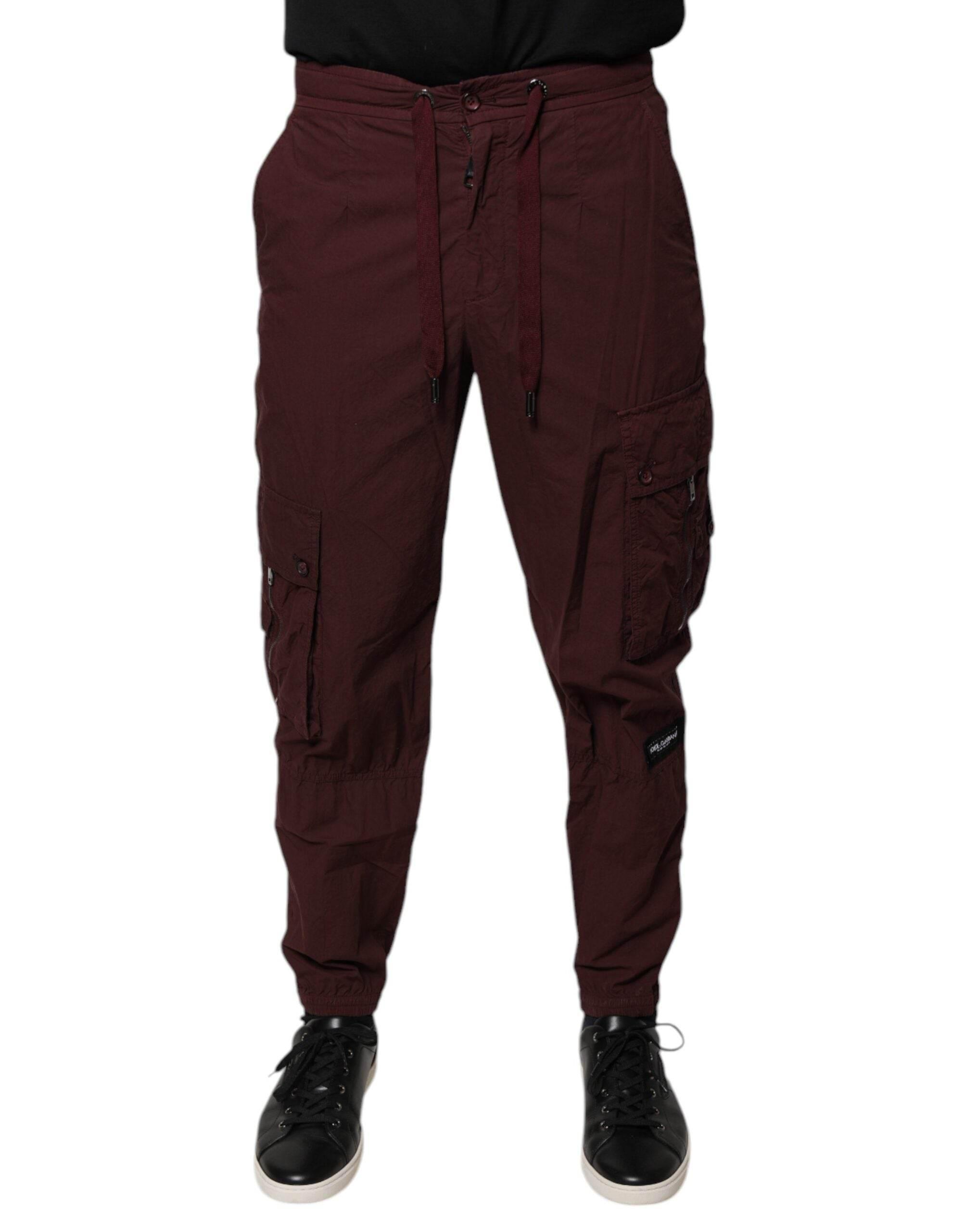Dolce & Gabbana Bordeaux Cotton Cargo Jogger Sweatpants Pants - Hilstor