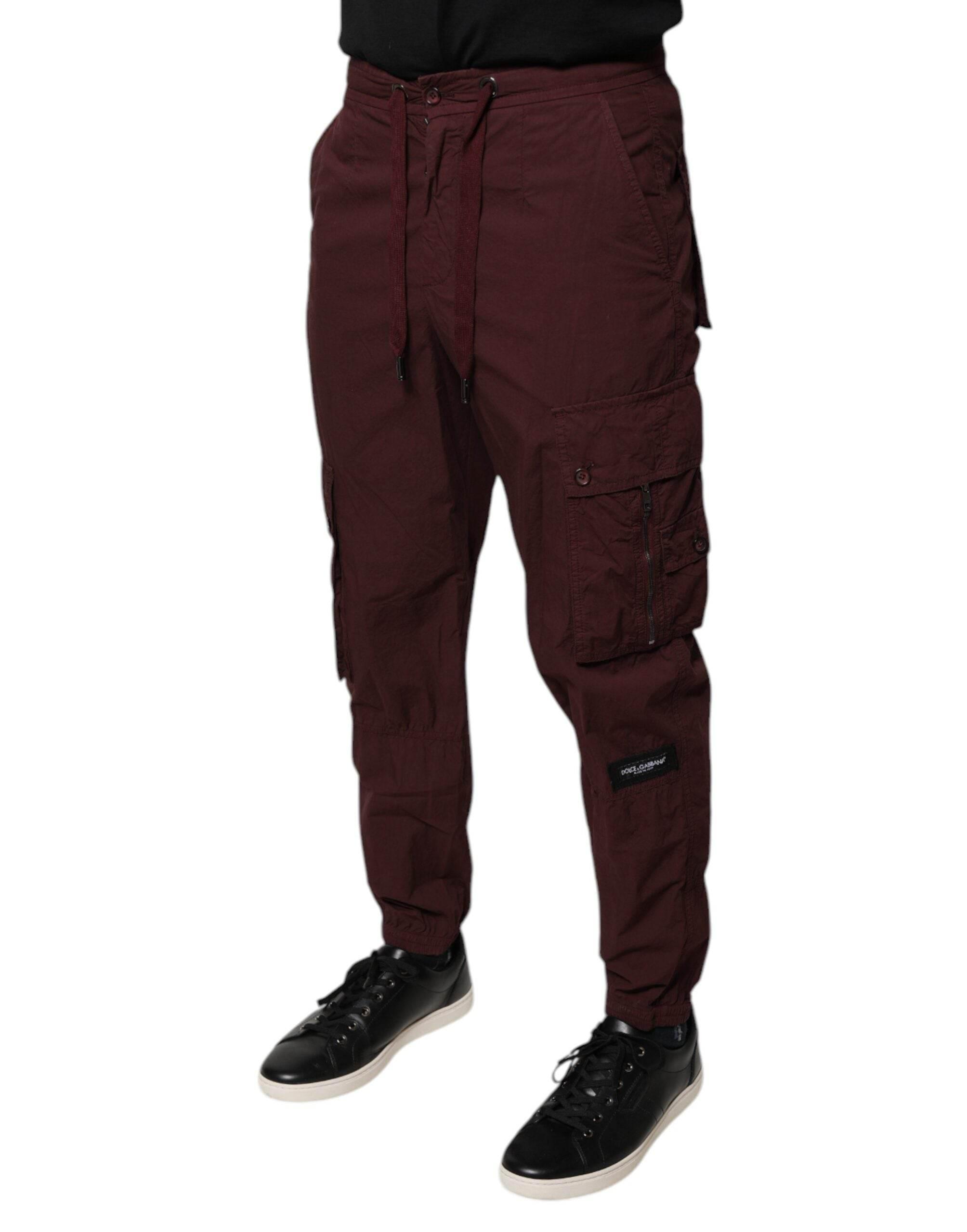 Dolce & Gabbana Bordeaux Cotton Cargo Jogger Sweatpants Pants - Hilstor