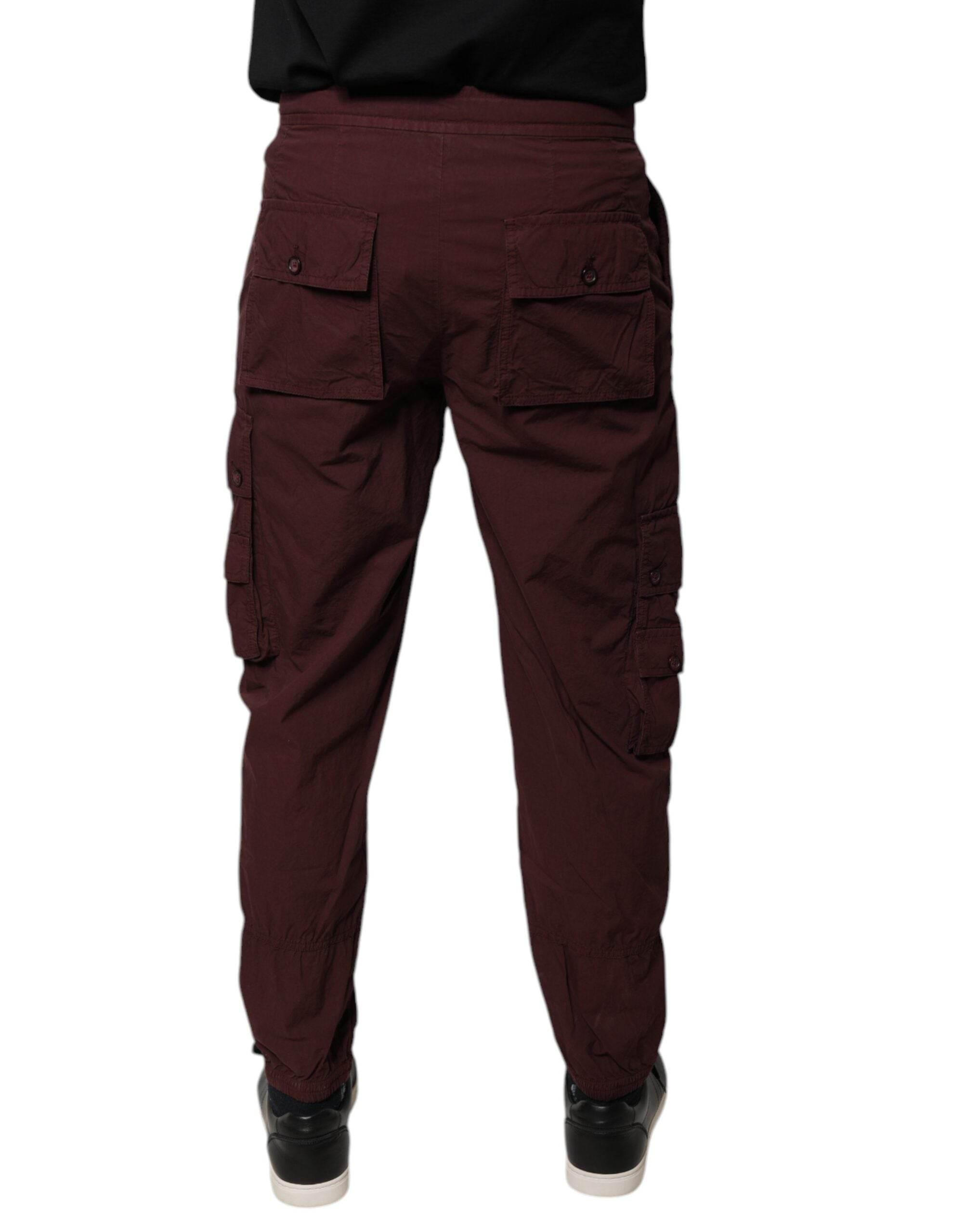 Dolce & Gabbana Bordeaux Cotton Cargo Jogger Sweatpants Pants - Hilstor