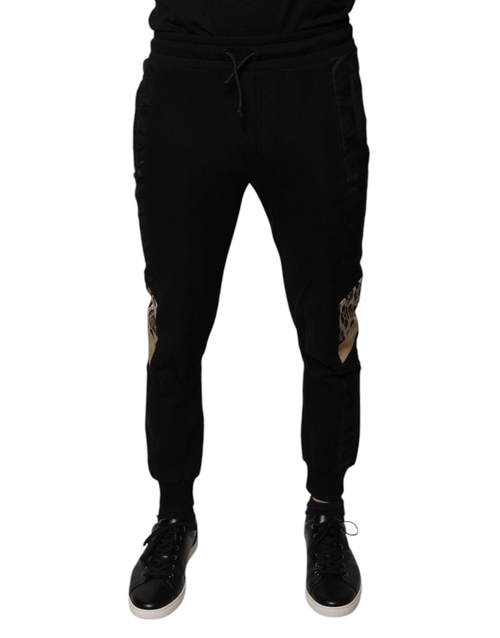 Dolce & Gabbana Black Leopard Slim Fit Jogger Pants - Hilstor