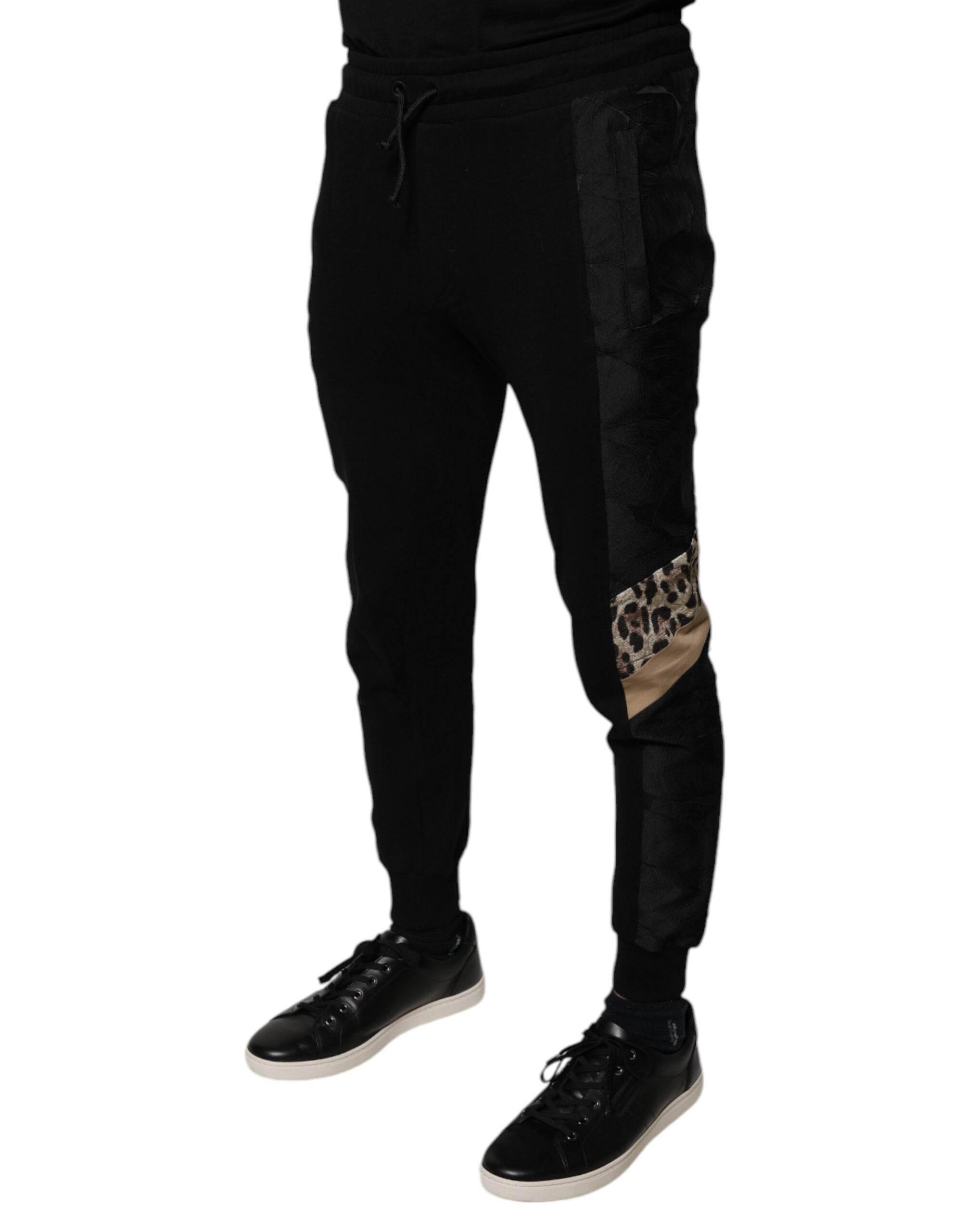 Dolce & Gabbana Black Leopard Slim Fit Jogger Pants - Hilstor