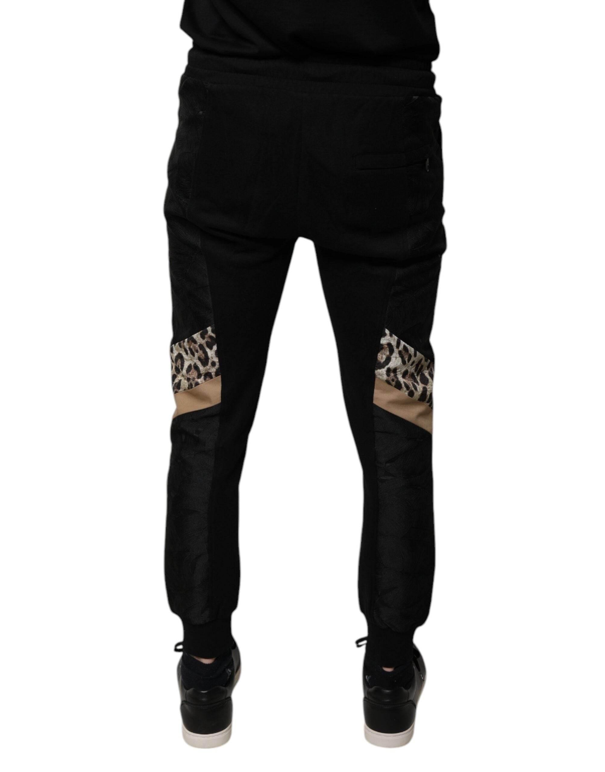 Dolce & Gabbana Black Leopard Slim Fit Jogger Pants - Hilstor