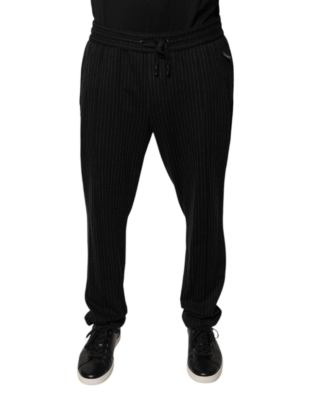 Dolce & Gabbana Black Stripes Viscose Skinny Dress Pants - Hilstor